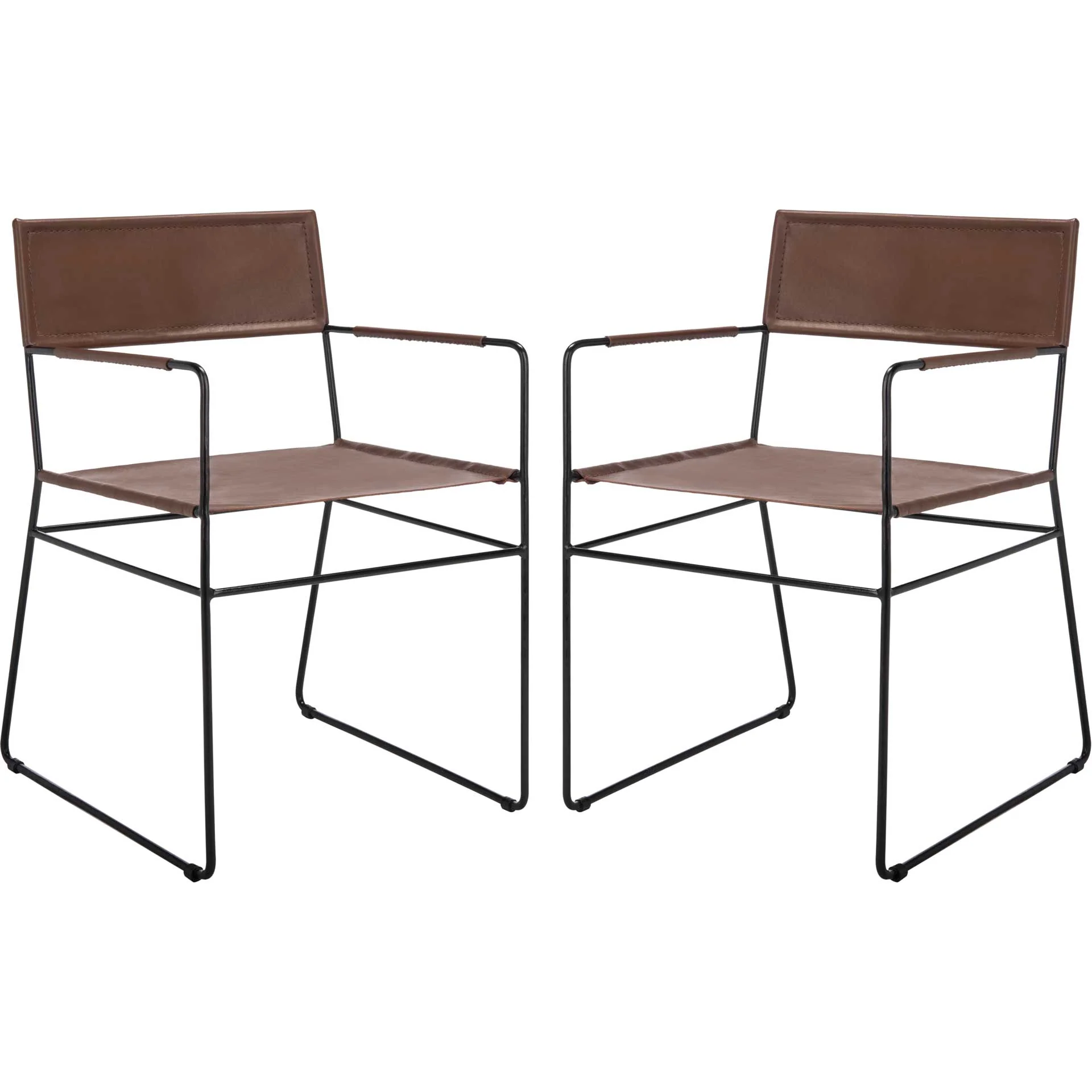 Alfio Leather Dining Chair Cognac/Black (Set of 2) - Image 2