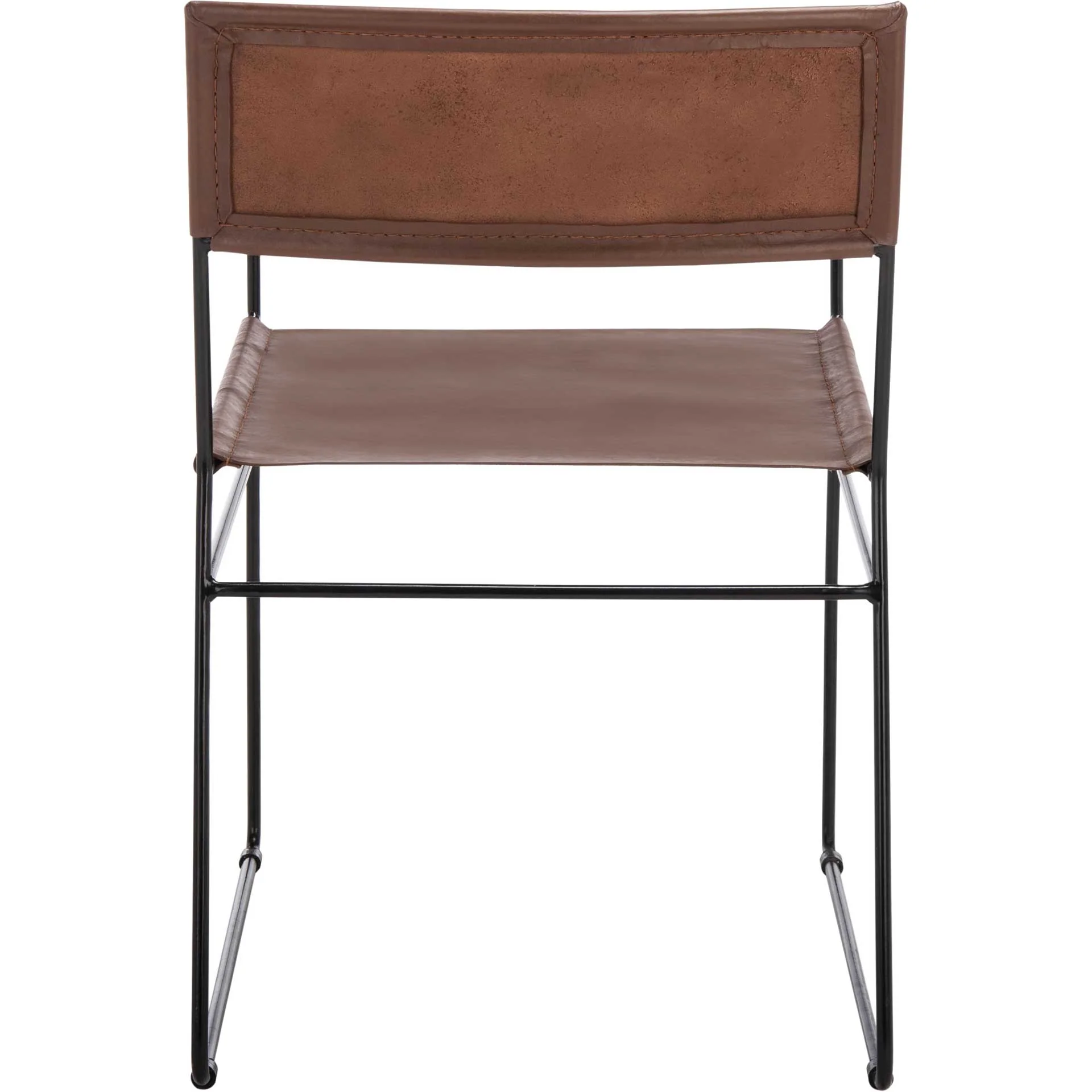 Alfio Leather Dining Chair Cognac/Black (Set of 2) - Image 4