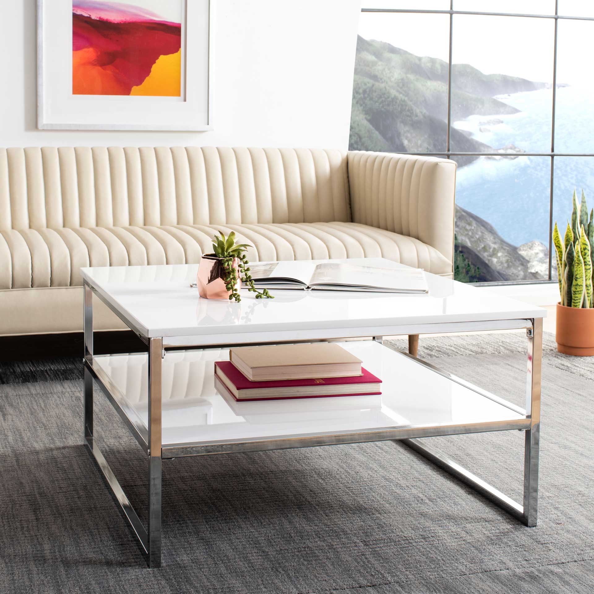 Alina 2 Tier Square Coffee Table White - Image 6