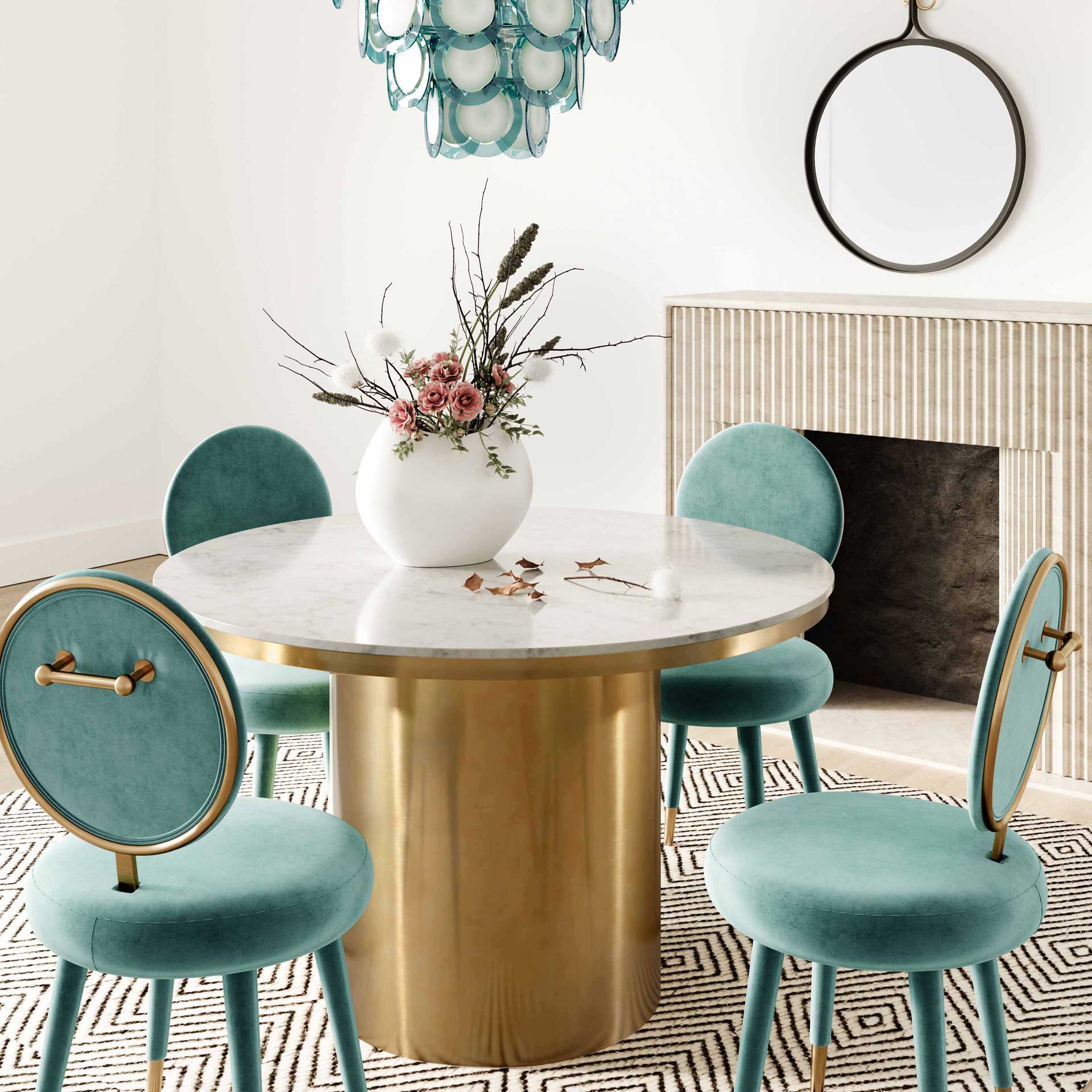 Alisha Marble Dining Table Gold/White - Image 9