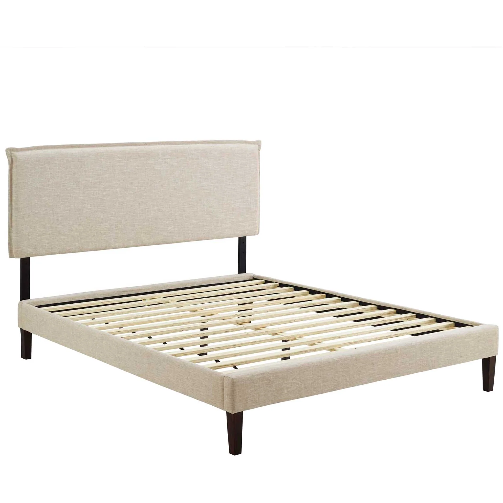 Allen Fabric Platform Bed Beige - Image 4