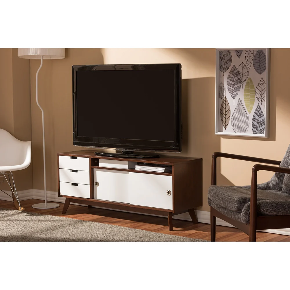 Alpha TV Cabinet White/Walnut - Image 4
