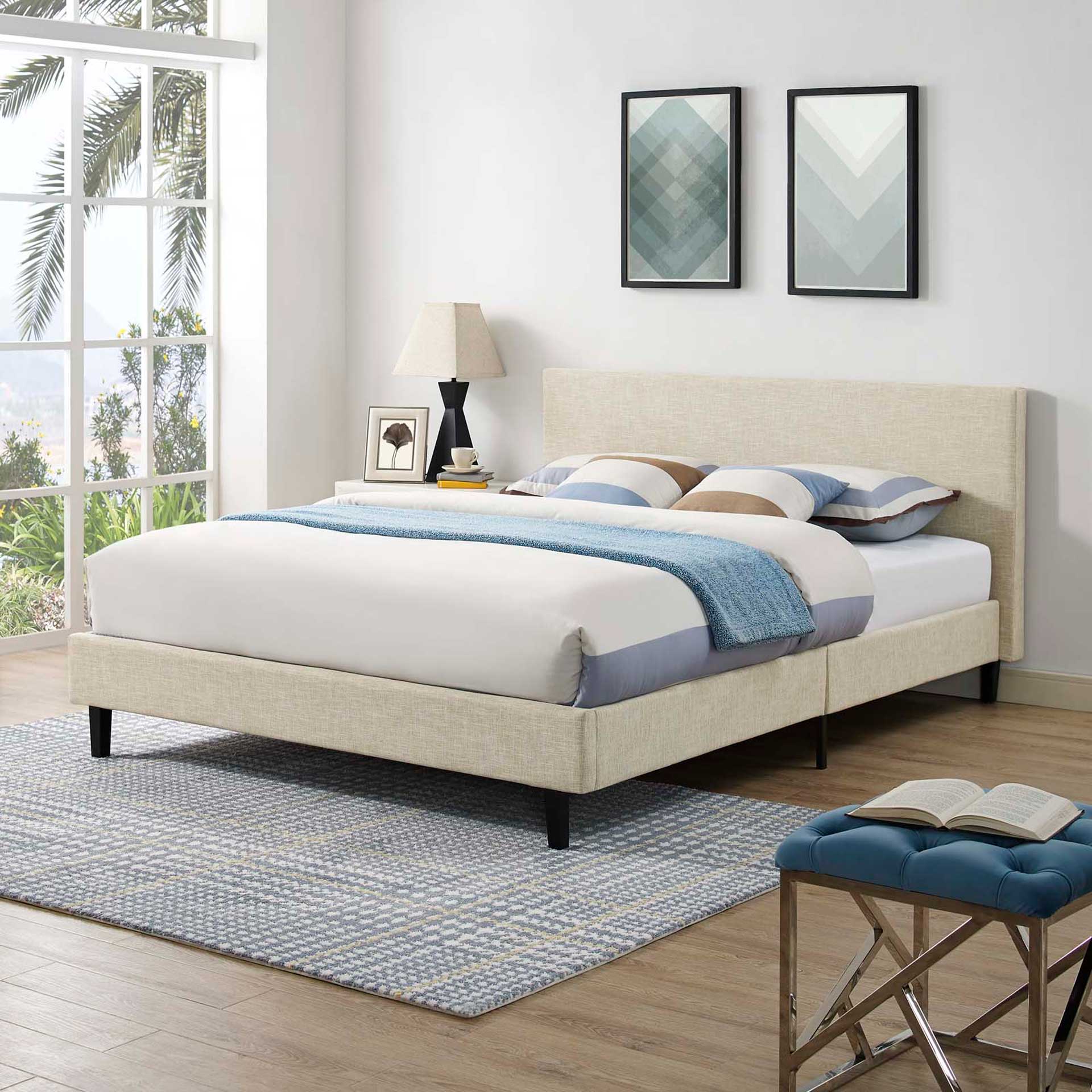 Alwyn Fabric Bed Beige - Image 5