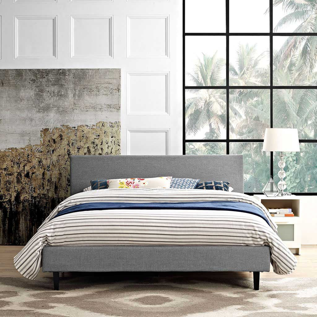 Alwyn Fabric Bed Light Gray - Image 5