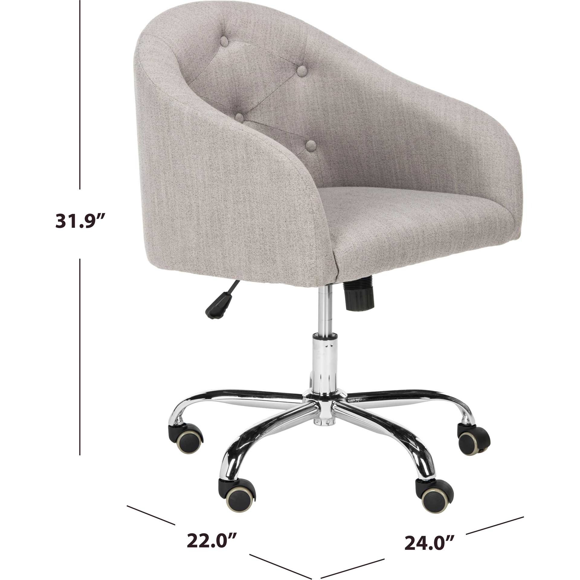 Amalya Tufted Linen Office Chair Gray/Chrome - Image 6