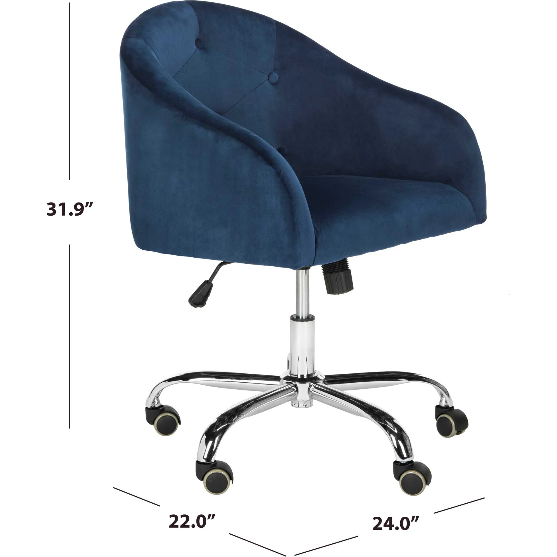 Amalya Tufted Velvet Office Chair Navy/Chrome - Image 7