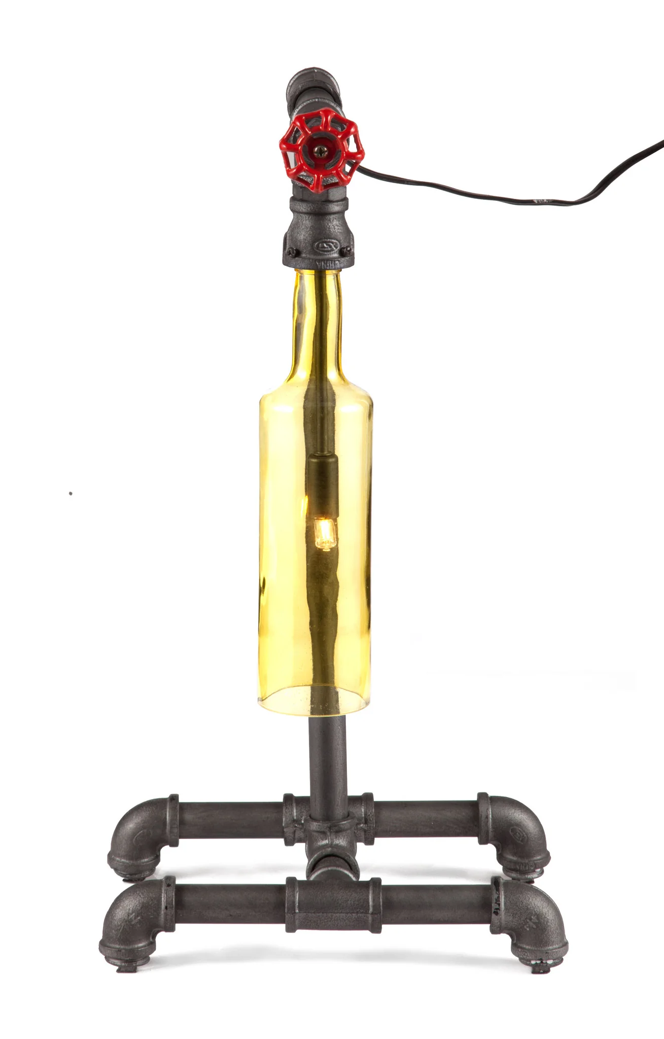 Amber Table Lamp Gray & Orange Glass - Image 3