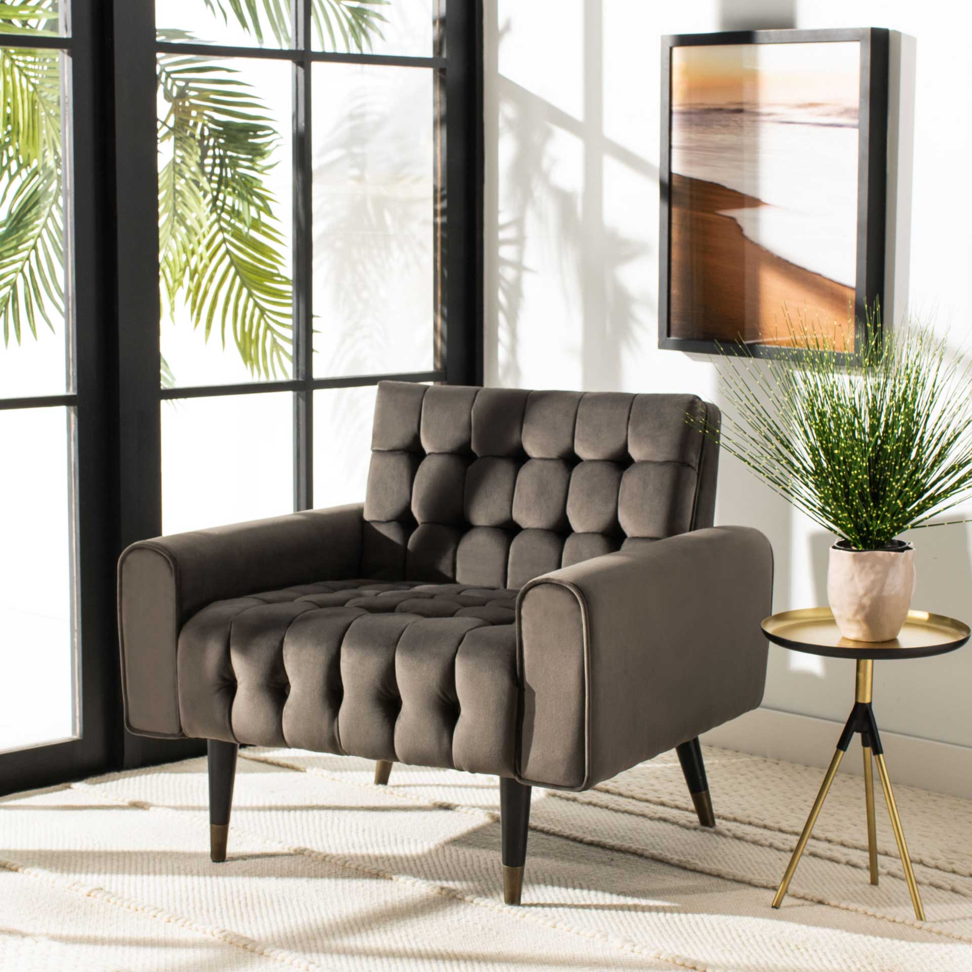 Amble Tufted Accent Chair Shale/Black/Brass - Image 10