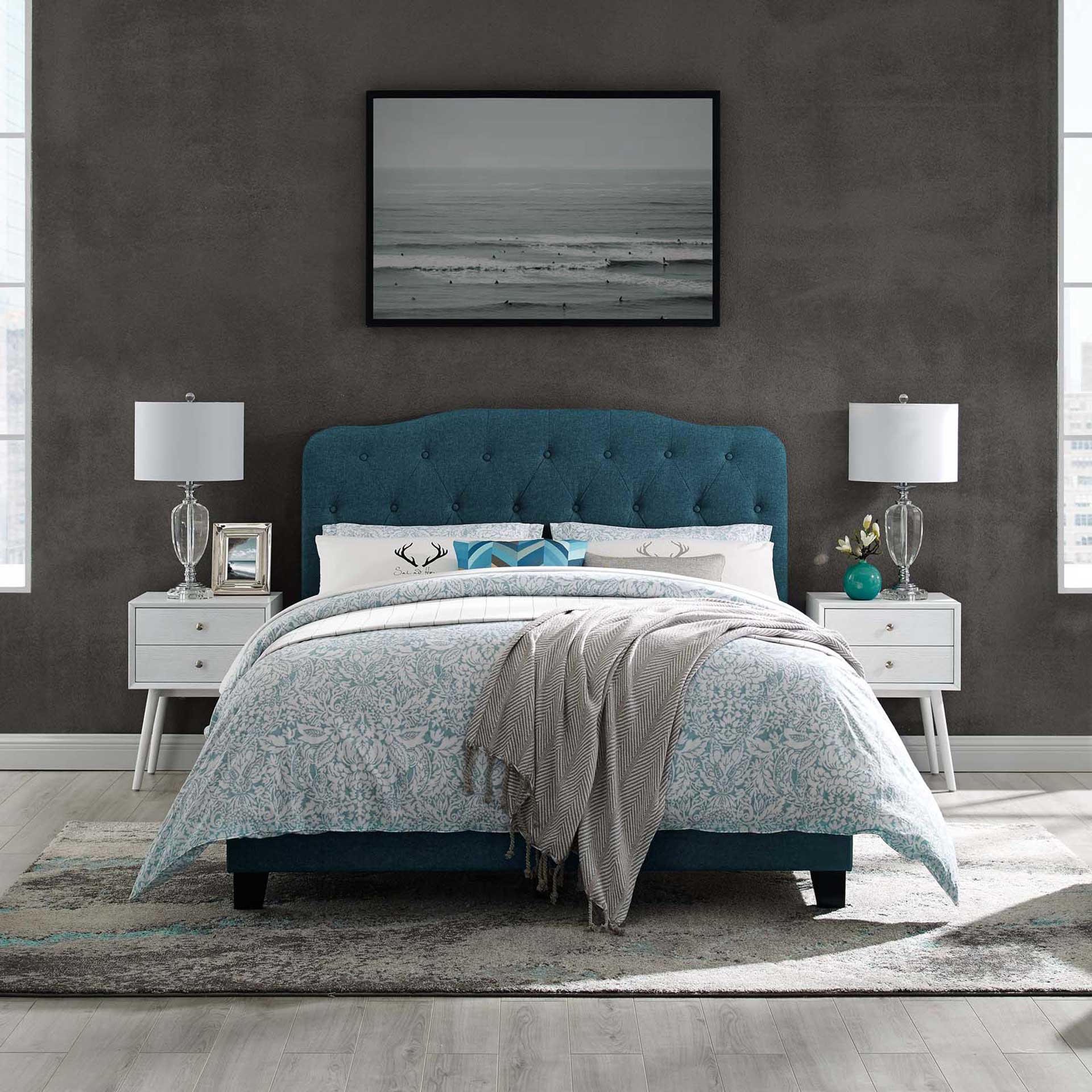 Amelie Upholstered Fabric Bed Azure - Image 5