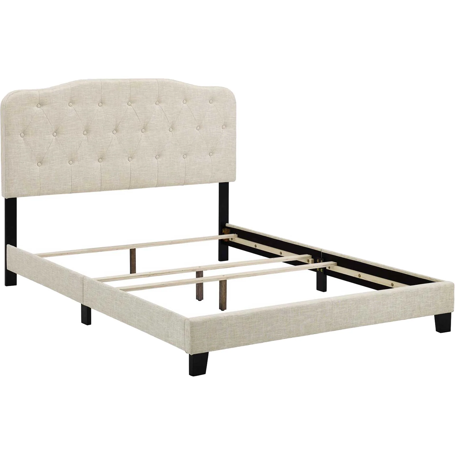 Amelie Upholstered Fabric Bed Beige - Image 4