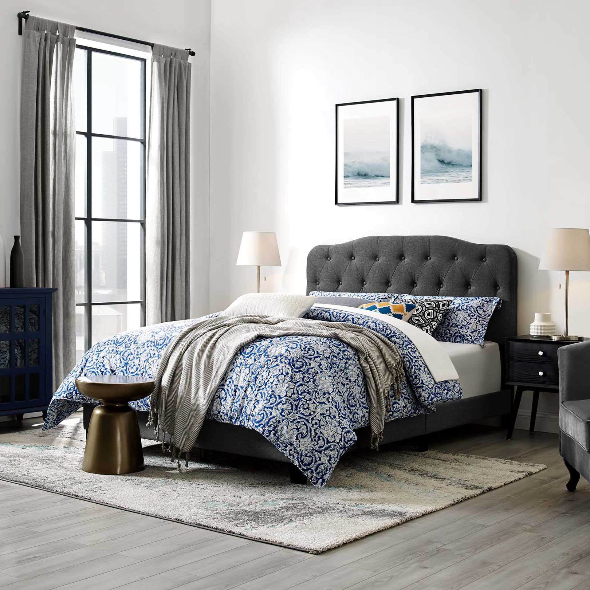 Amelie Upholstered Fabric Bed Gray - Image 5