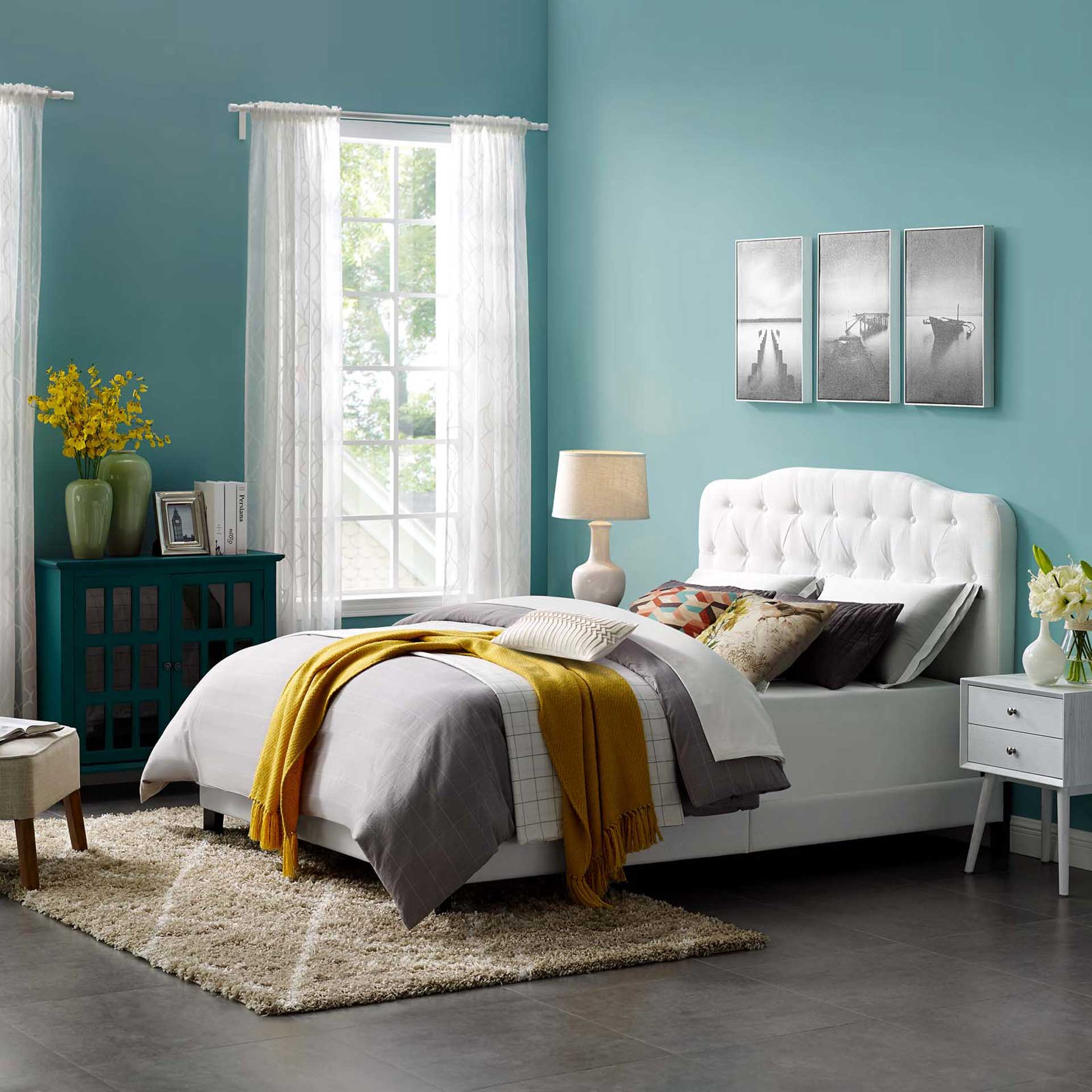 Amelie Upholstered Fabric Bed White - Image 5