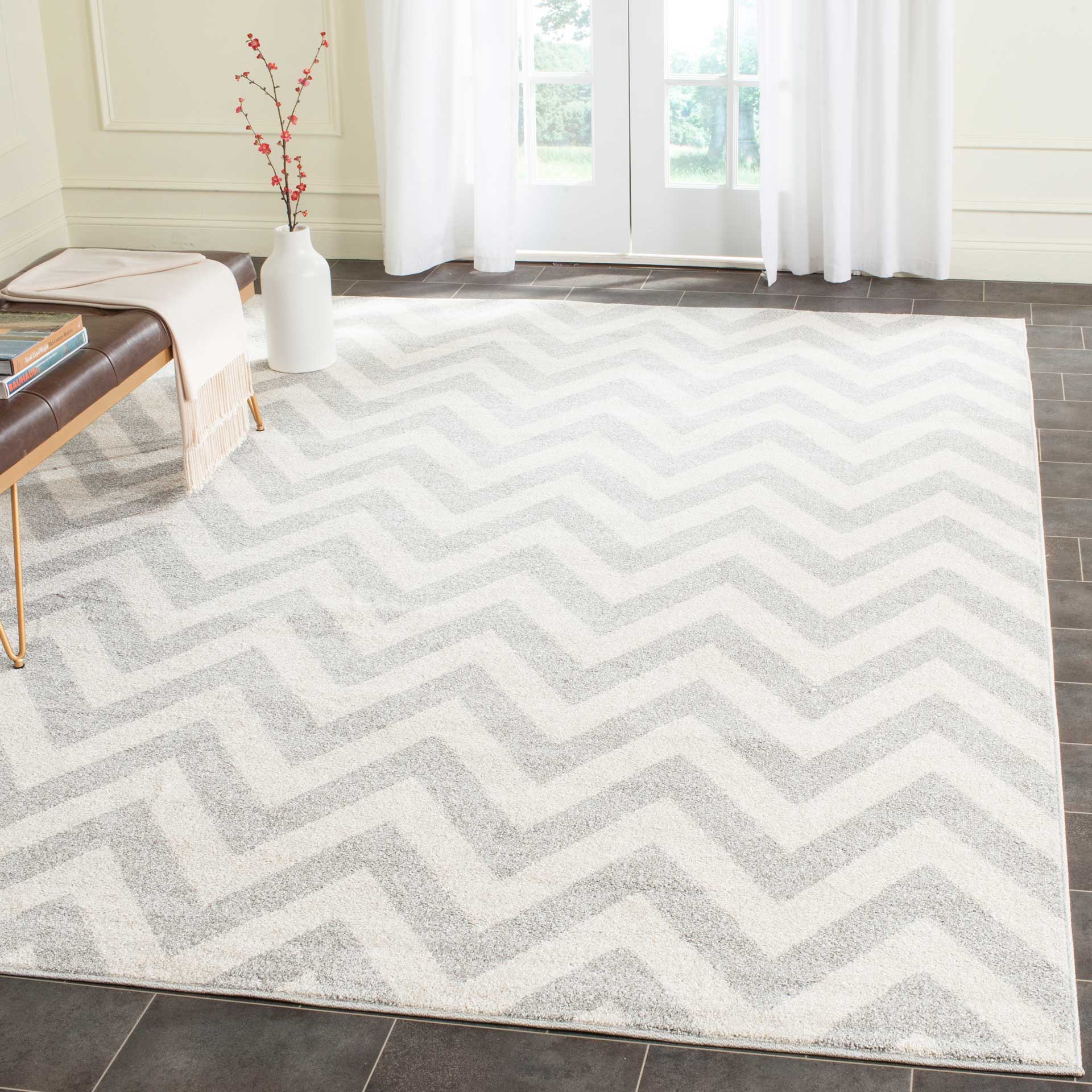 Amherst Chevron Light Gray/Beige Area Rug - Image 7