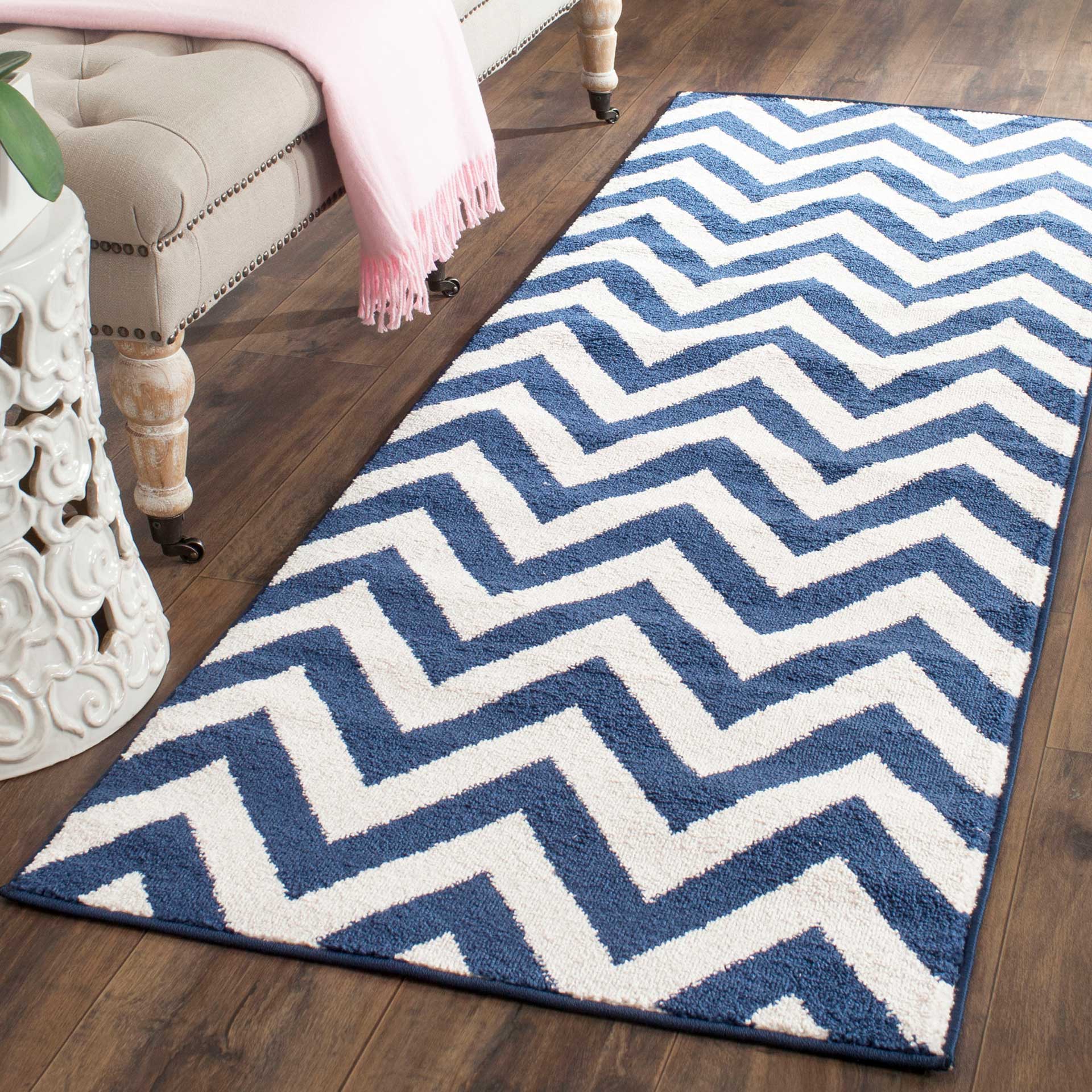 Amherst Chevron Navy/Beige Runner Rug - Image 2