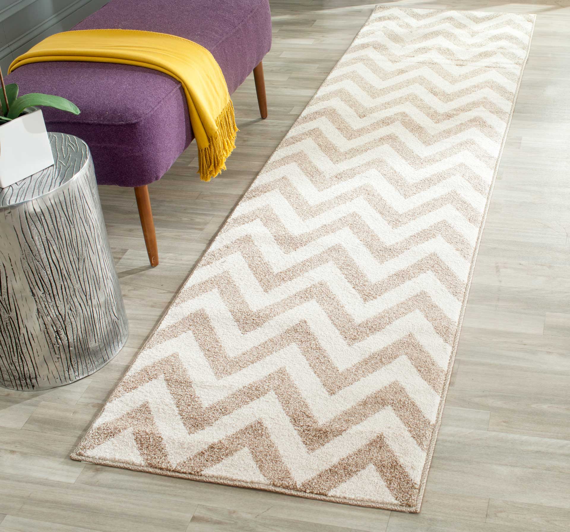 Amherst Chevron Wheat/Beige Runner Rug - Image 2
