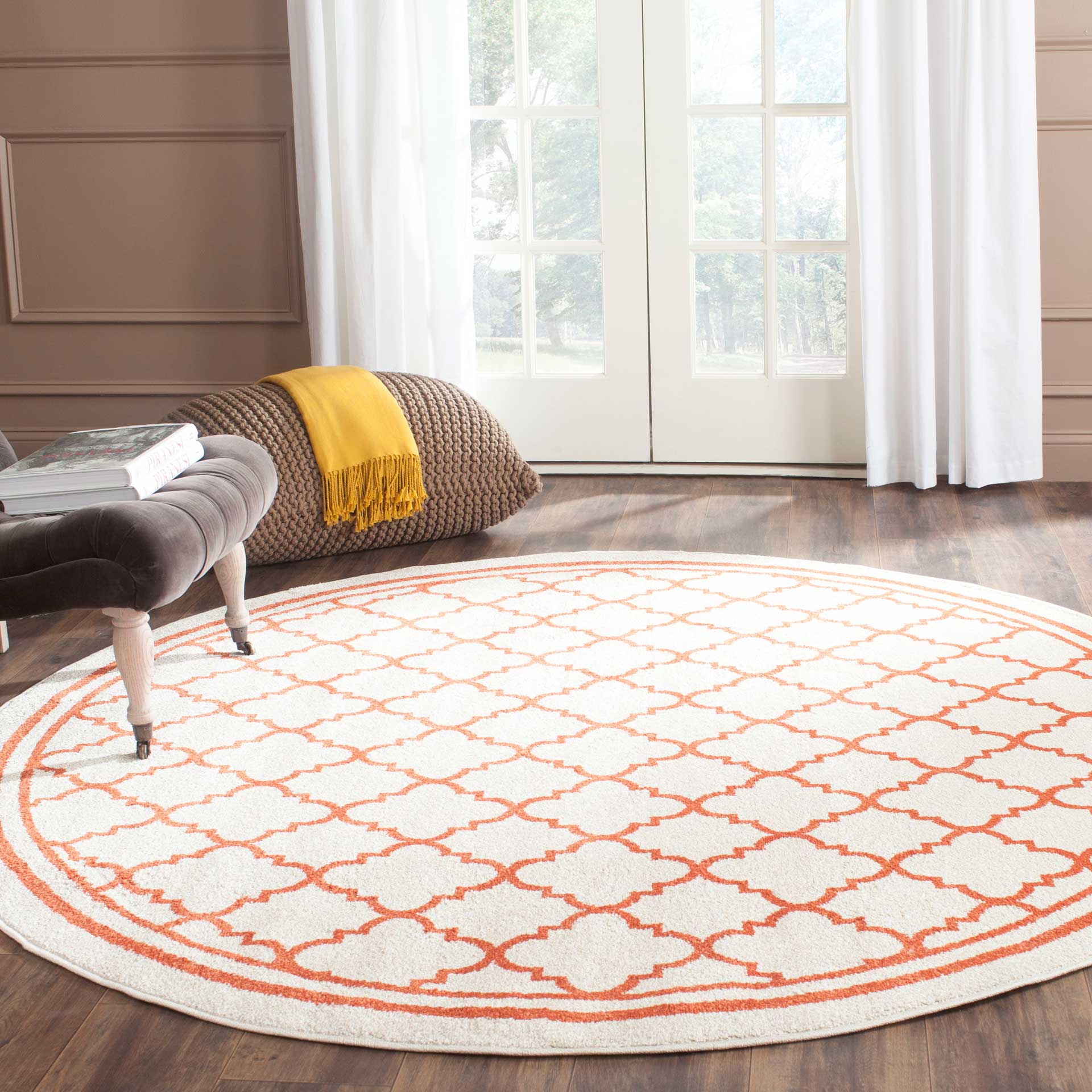 Amherst Lantern Beige/Orange Round Rug - Image 2