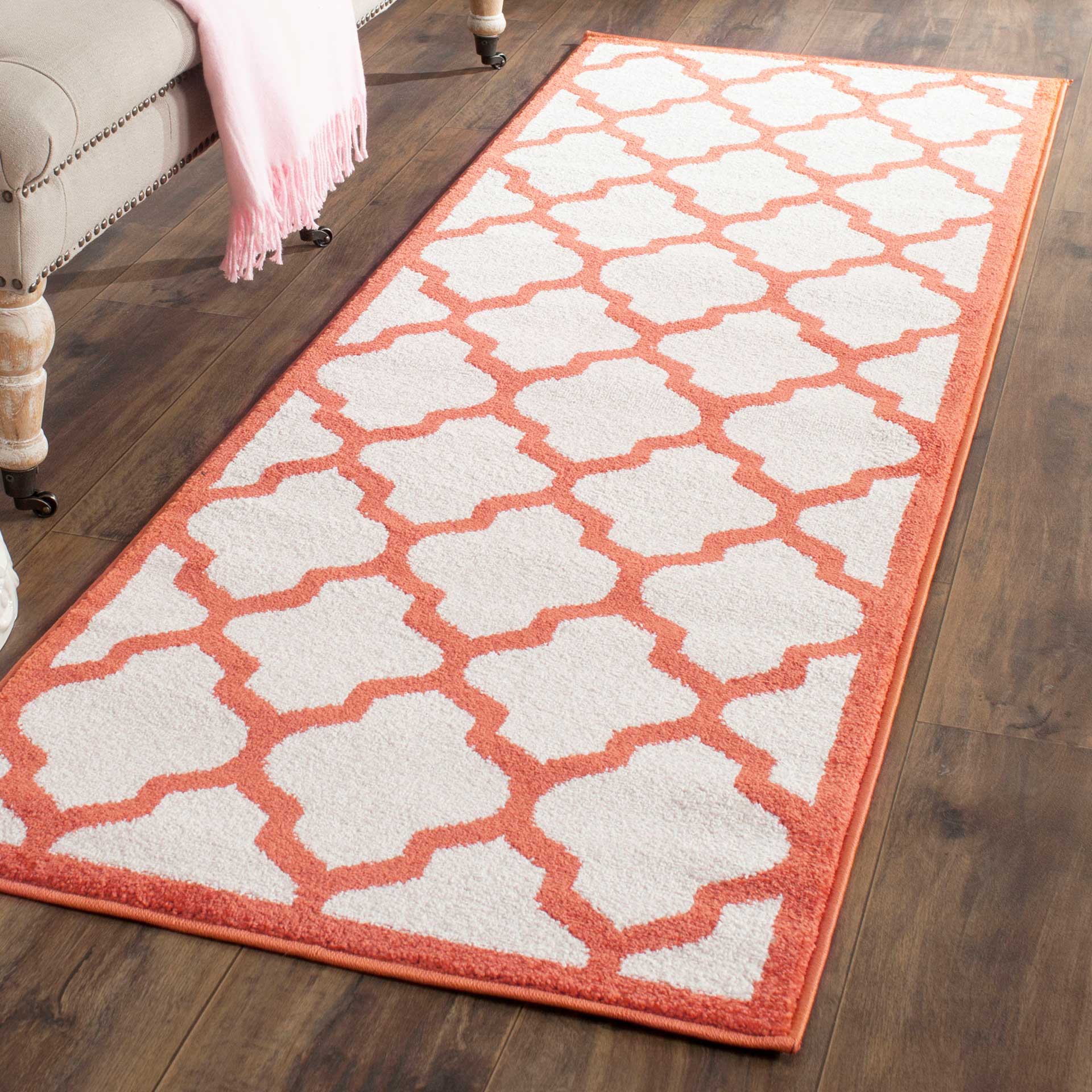 Amherst Quatrefoil Beige/Orange Runner Rug - Image 2