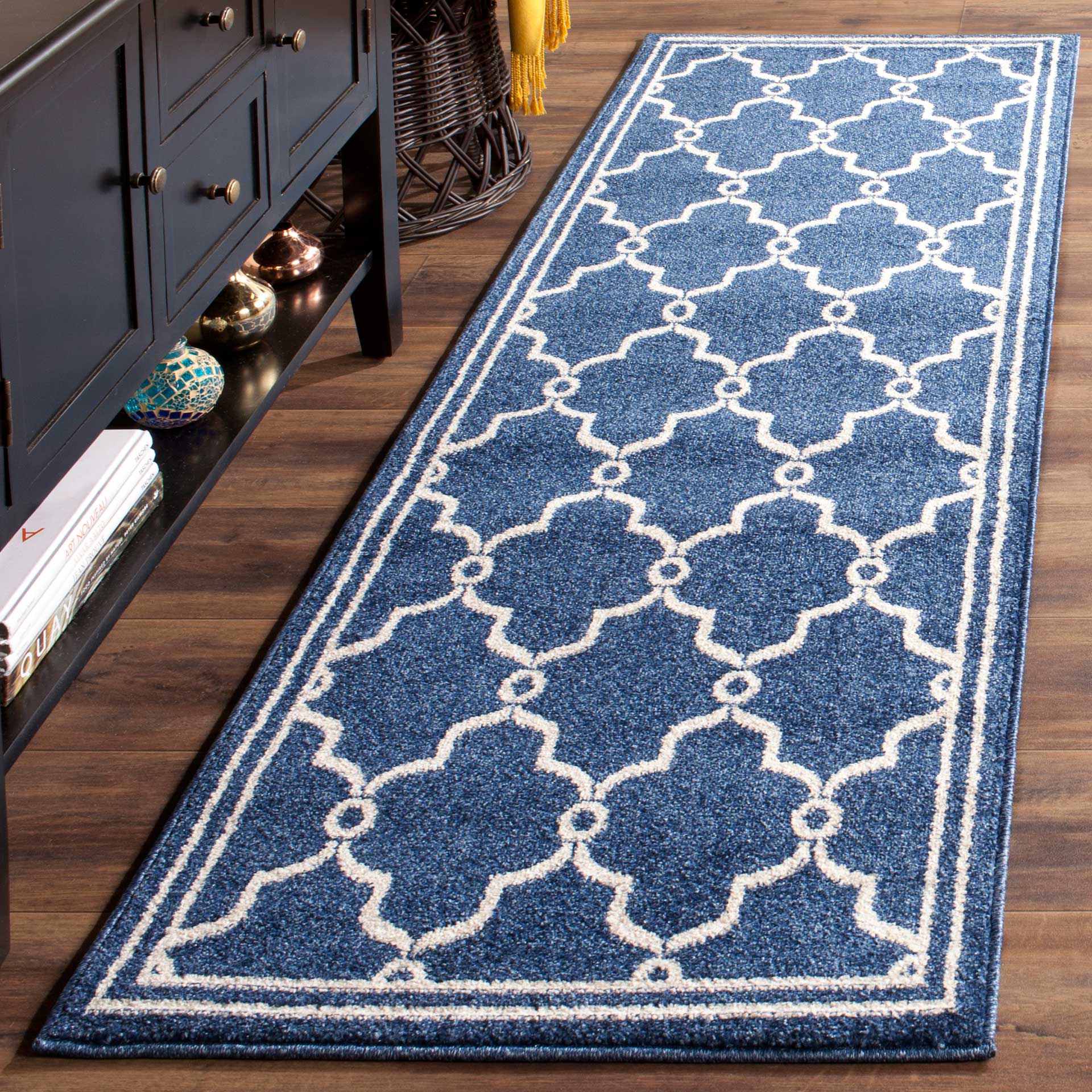 Amherst Trellis Navy/Beige Runner Rug - Image 2