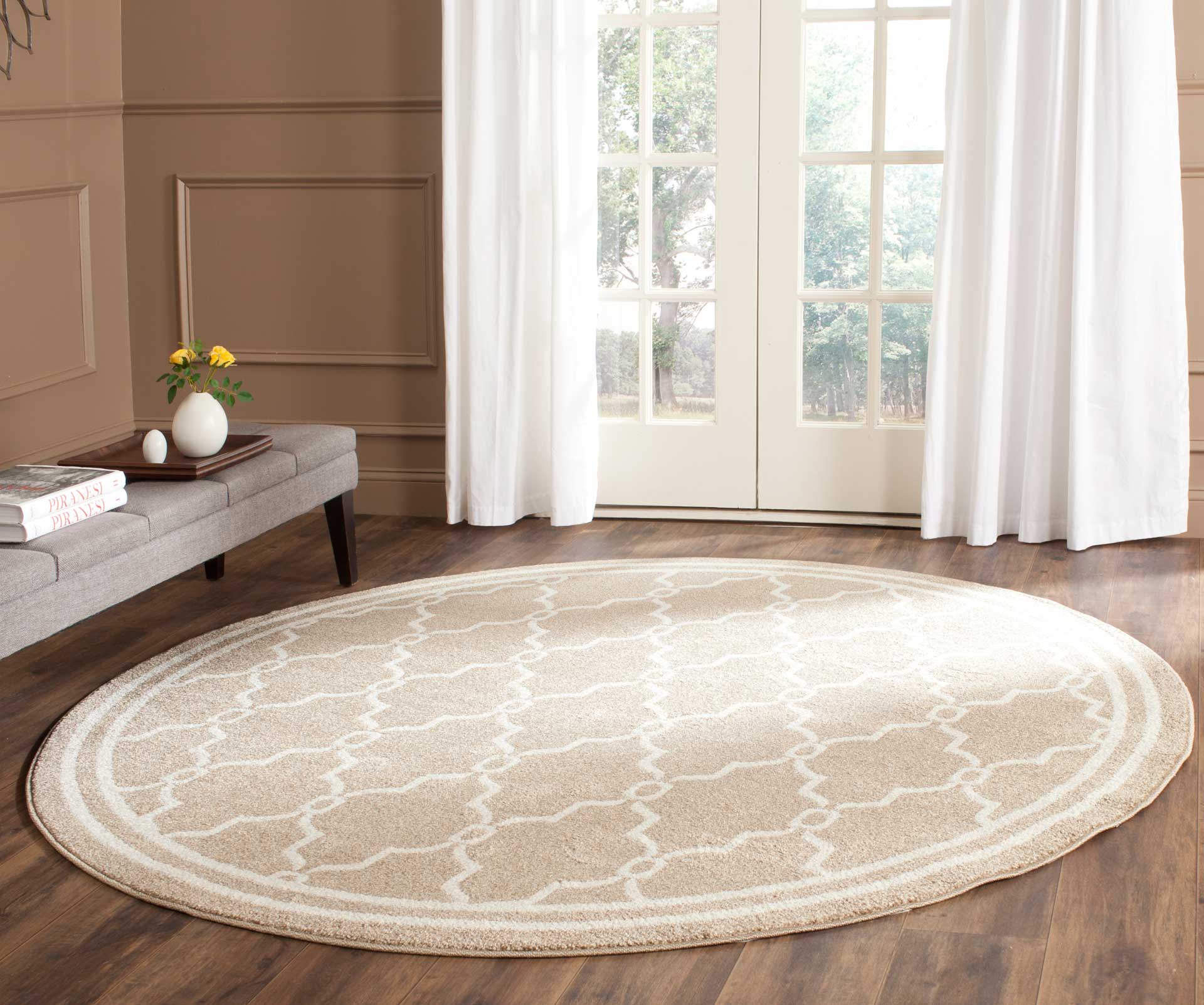 Amherst Trellis Wheat/Beige Round Rug - Image 2