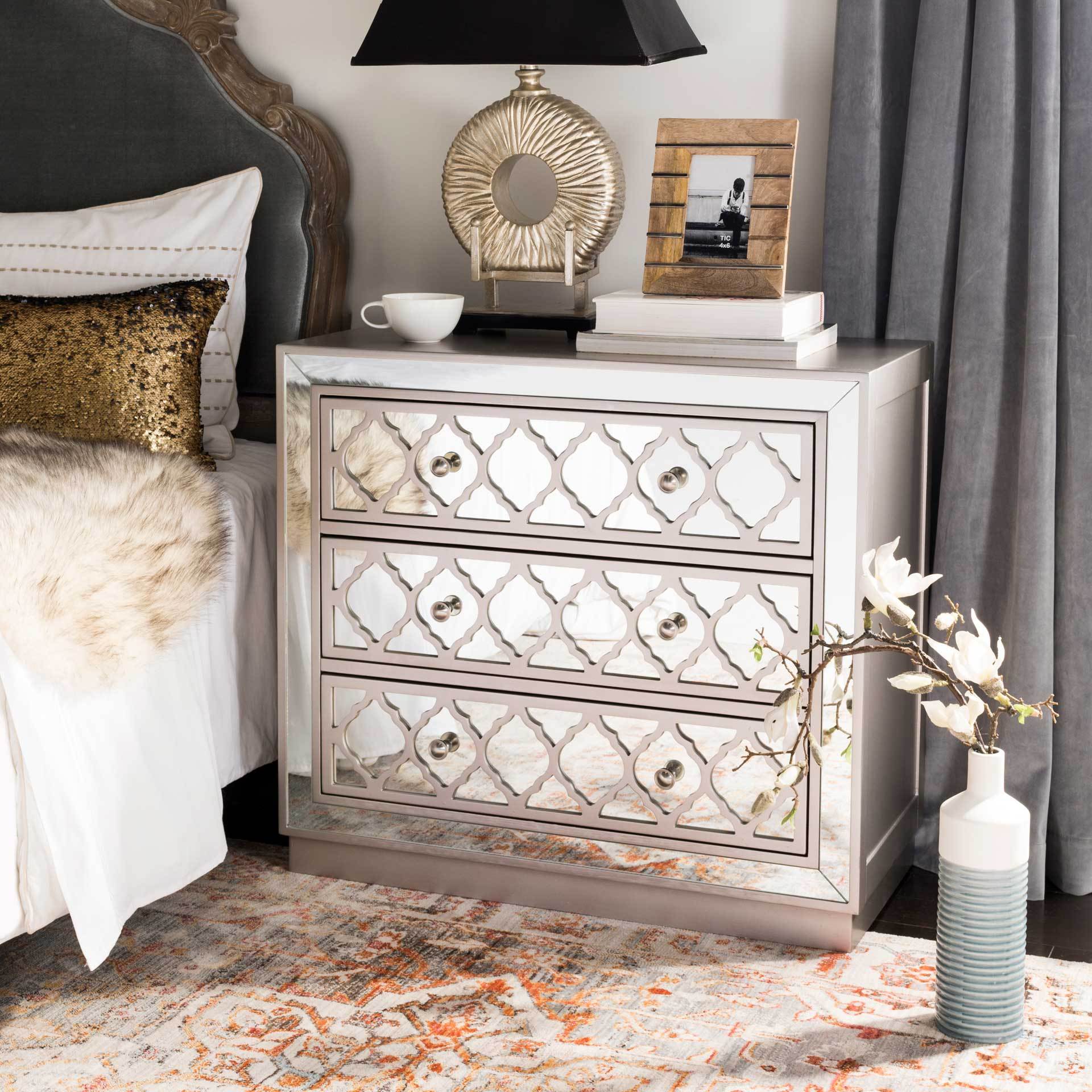 Amira 3 Drawer Chest Champagne/Nickel/Mirror - Image 4