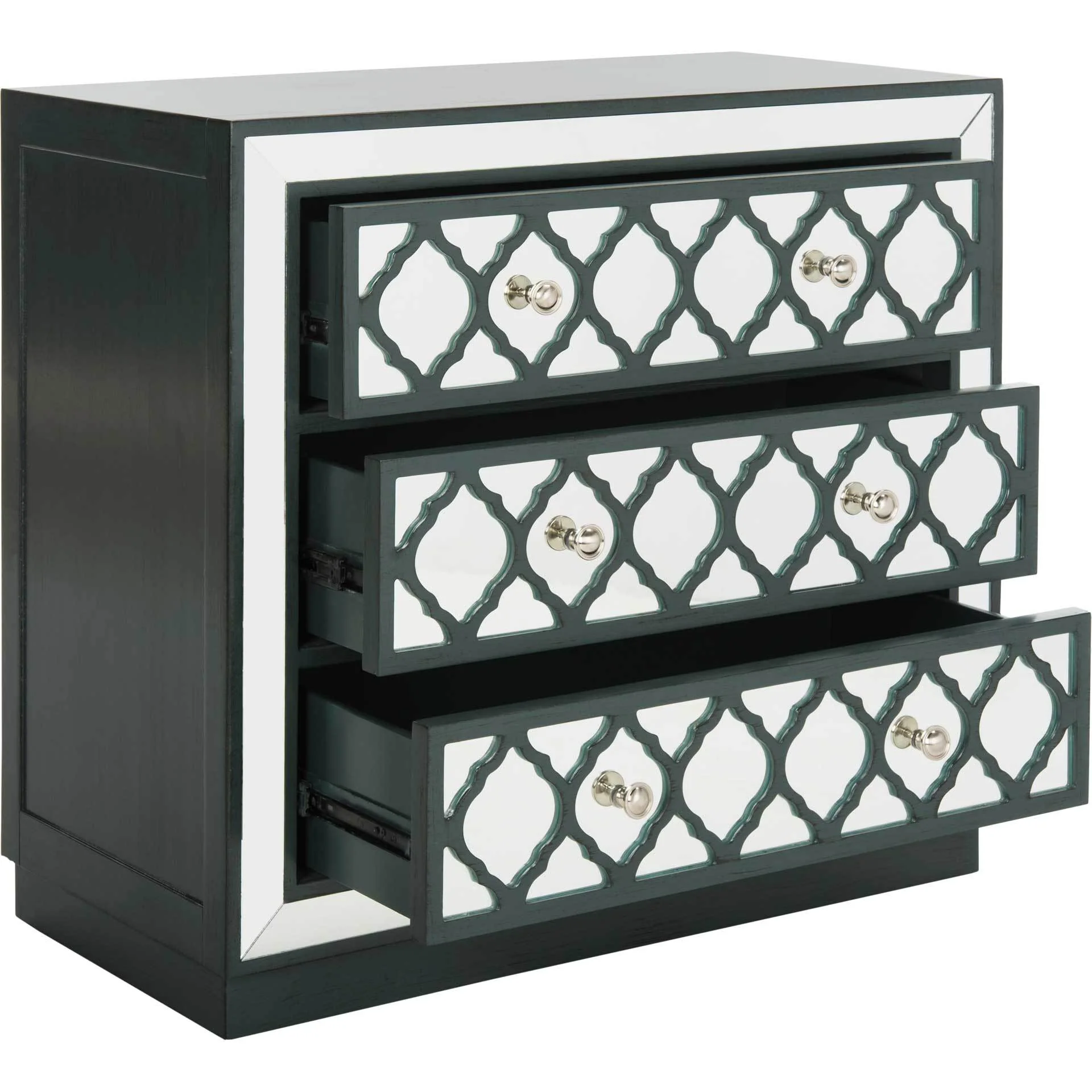 Amira 3 Drawer Chest Steel Teal/Nickel/Mirror - Image 2