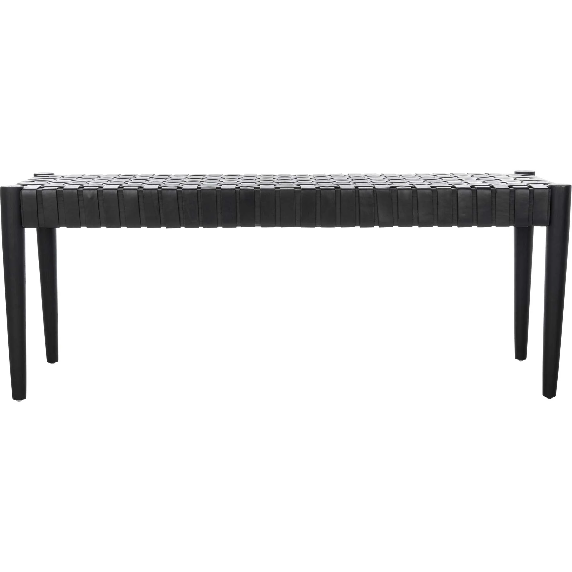 Amos Leather Weave Bench Black - Image 2