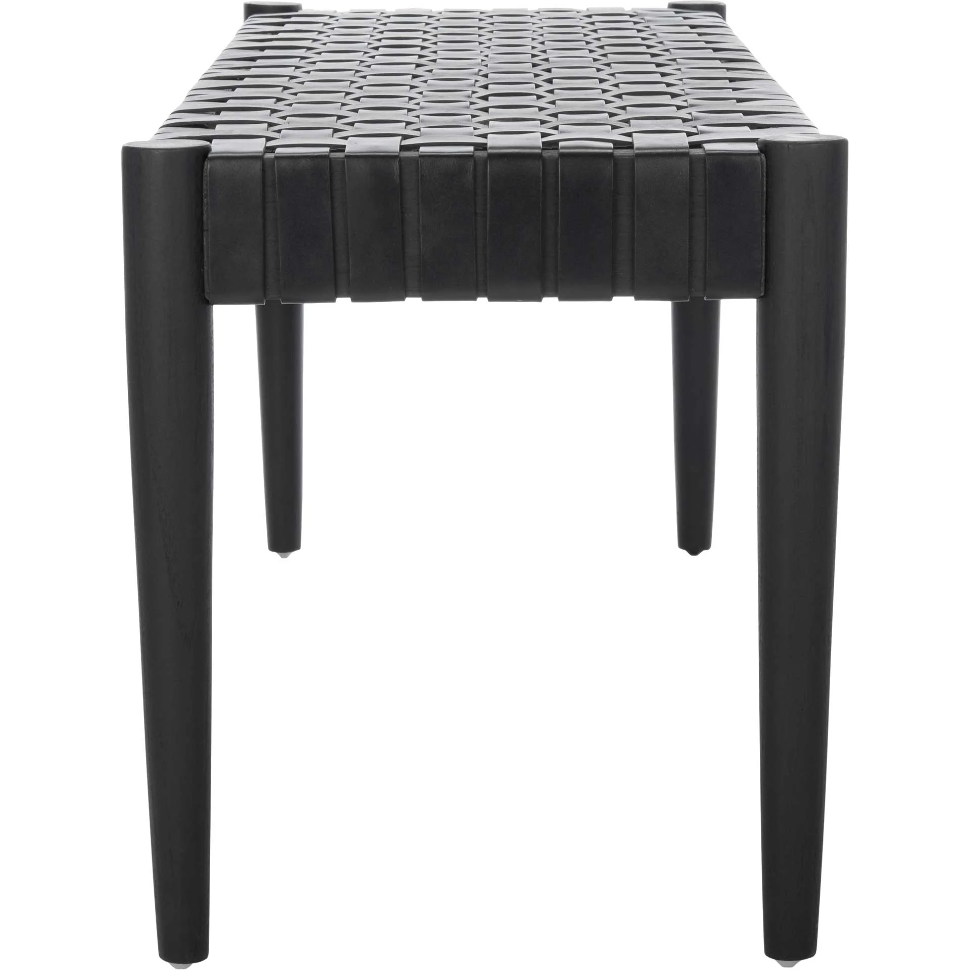 Amos Leather Weave Bench Black - Image 3