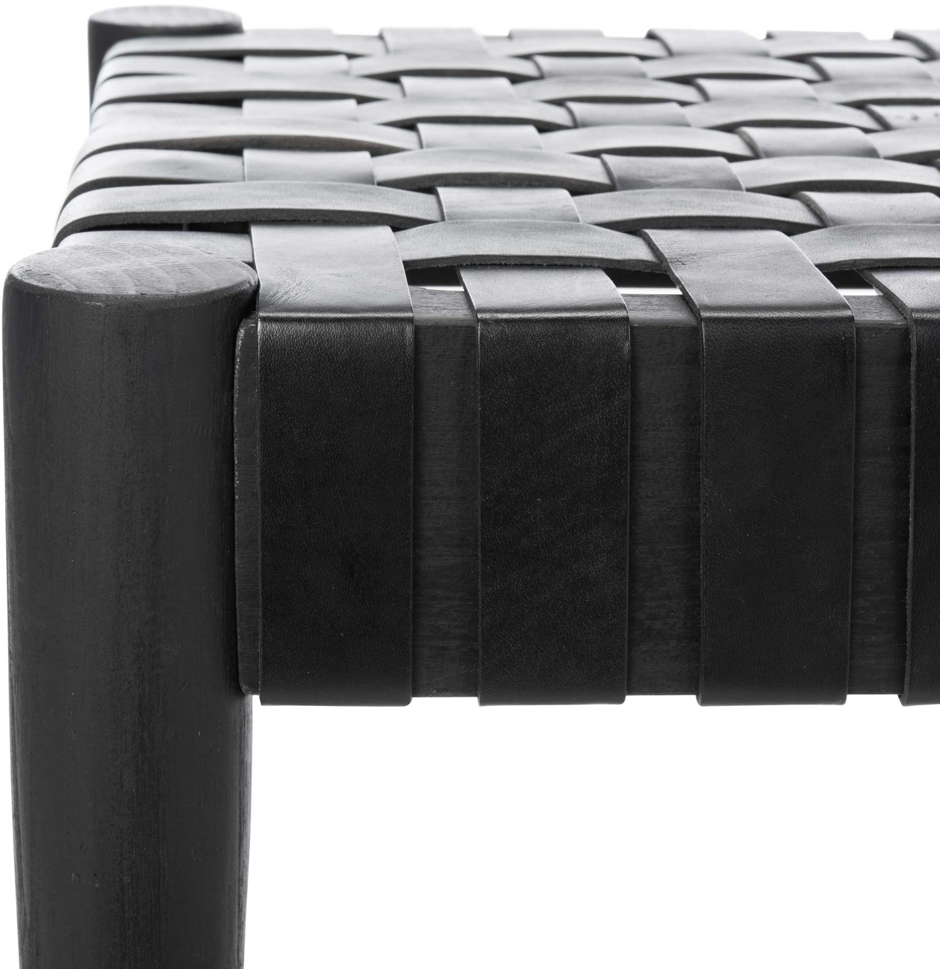 Amos Leather Weave Bench Black - Image 4