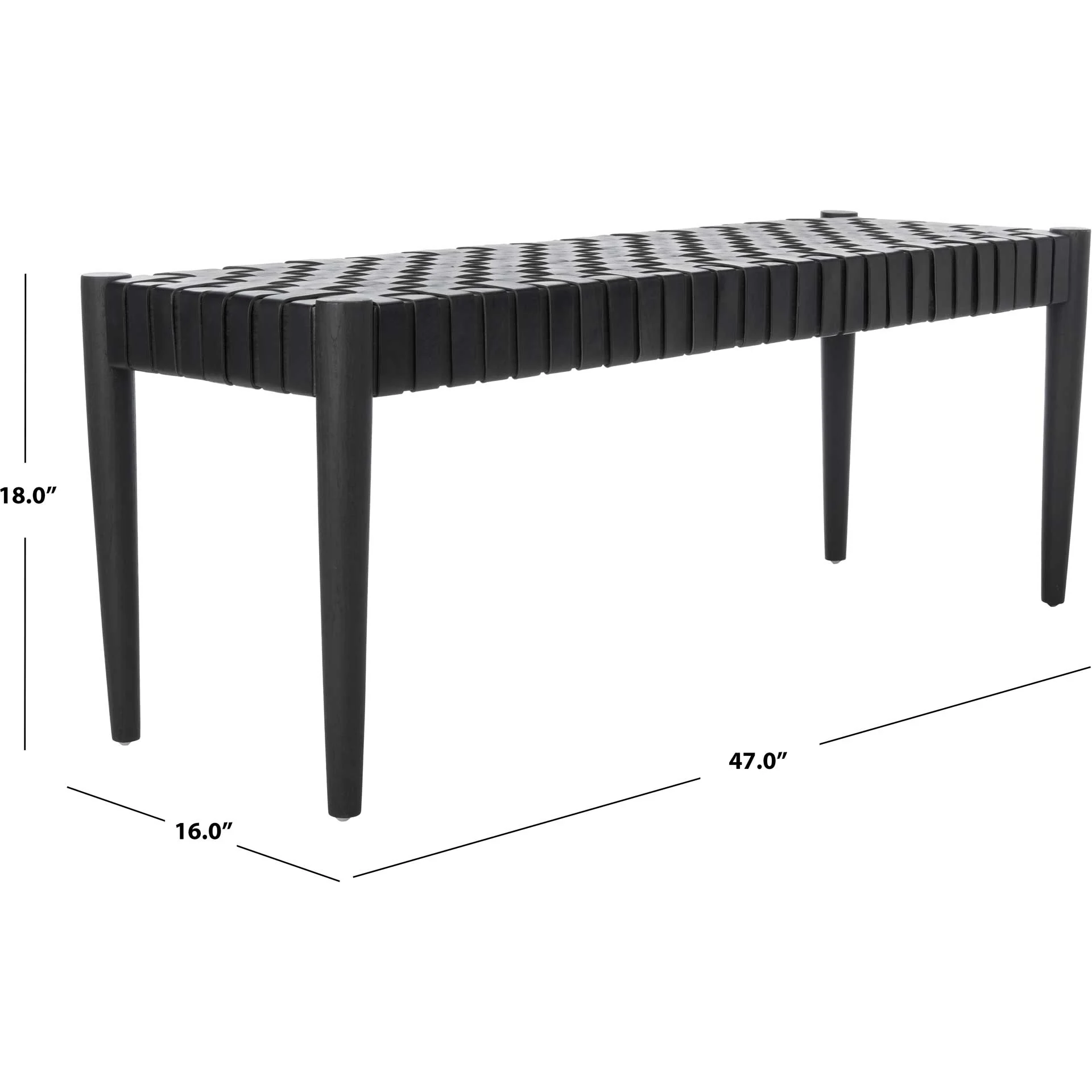 Amos Leather Weave Bench Black - Image 7