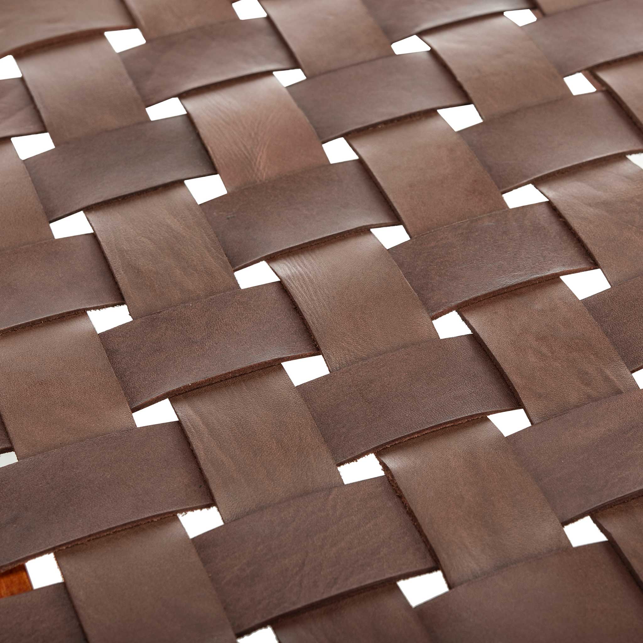 Amos Leather Weave Bench Cognac/Dark Brown - Image 4