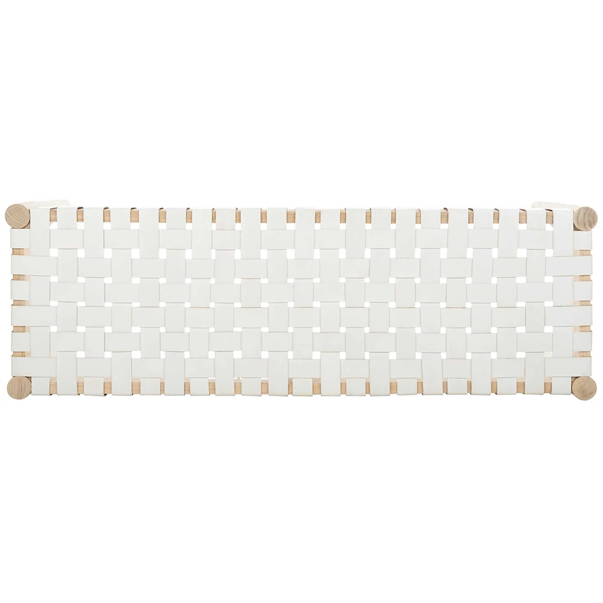 Amos Leather Weave Bench White/Light Oak - Image 3
