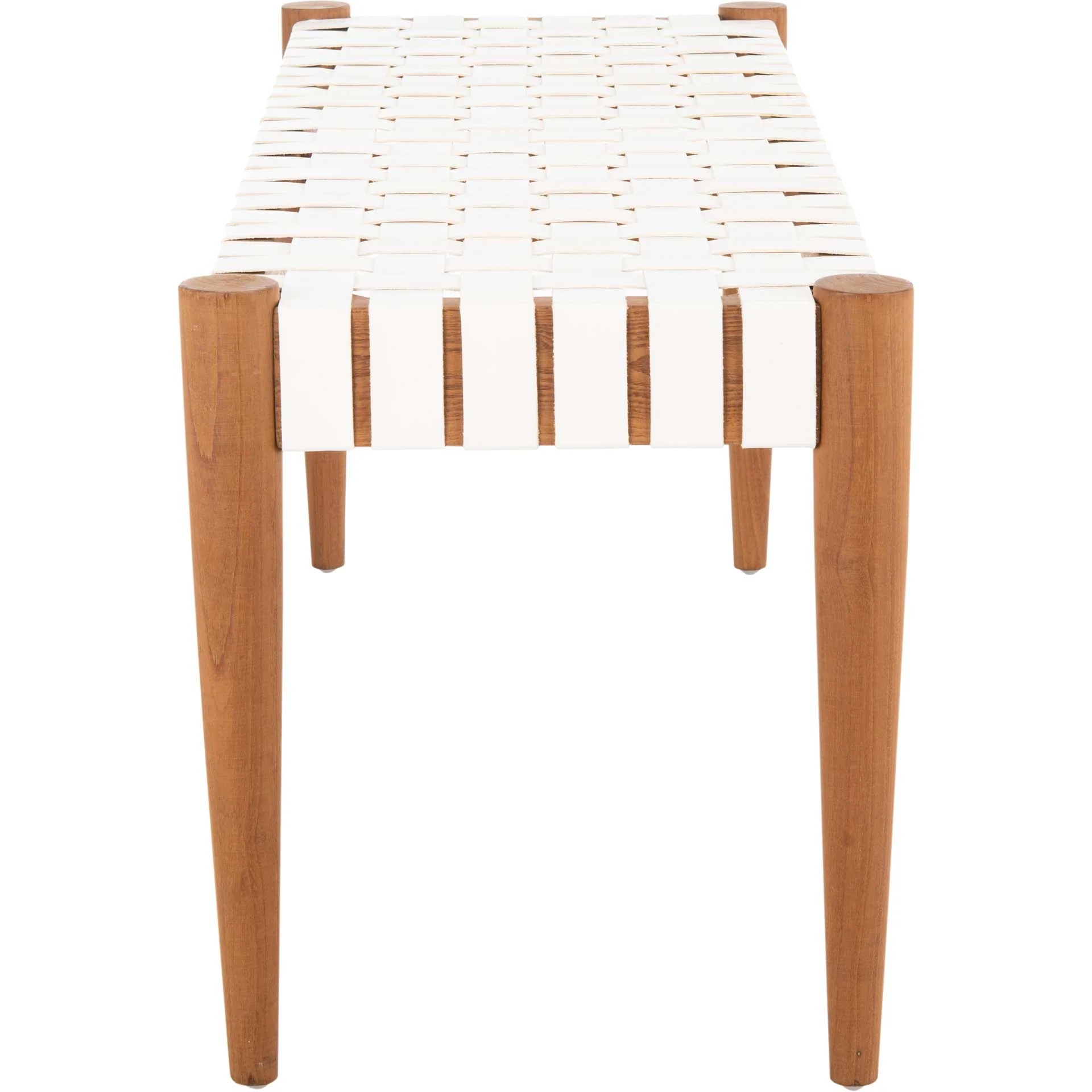 Amos Leather Weave Bench White/Oak - Image 3