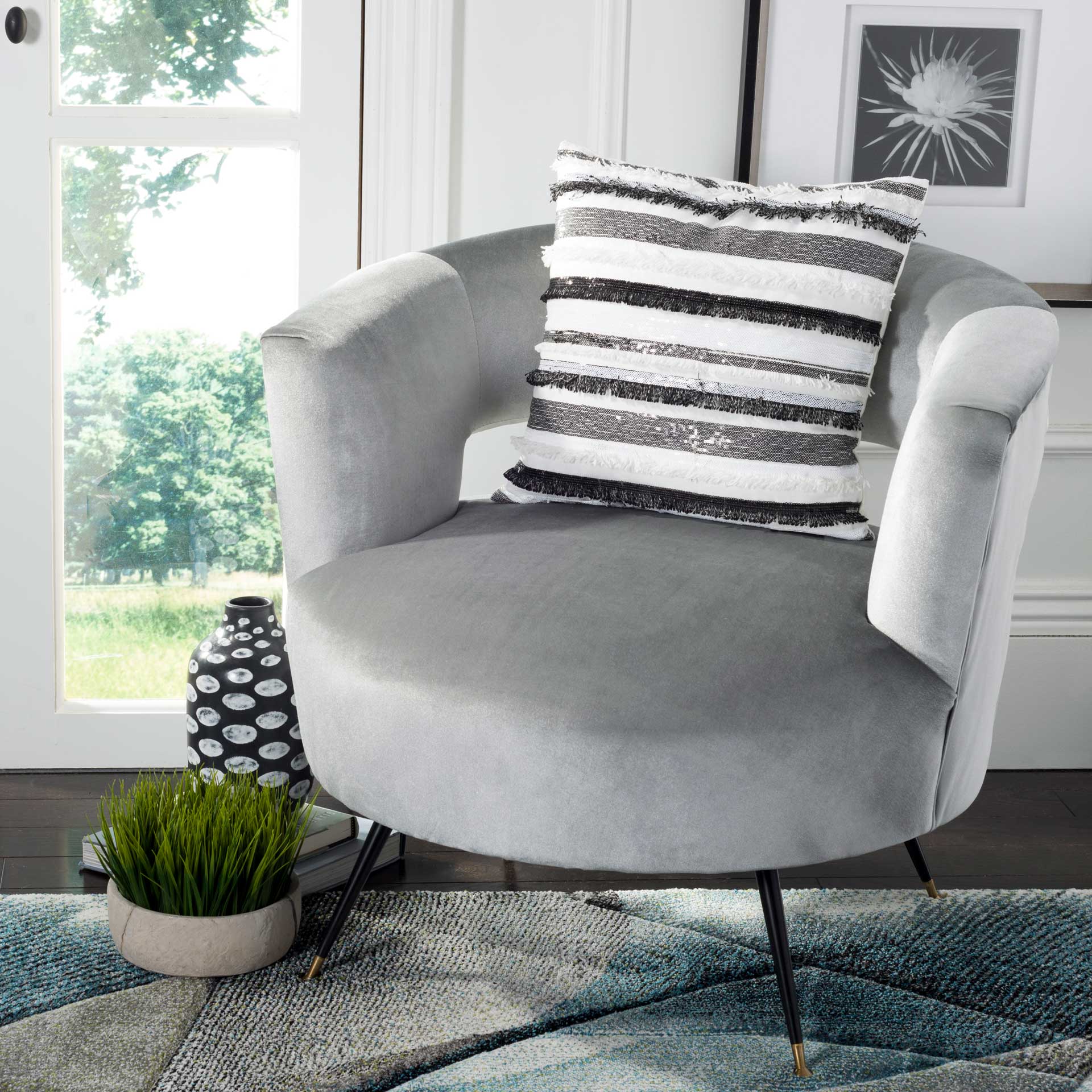 Amos Striped Pillow Gray/Ivory - Image 3