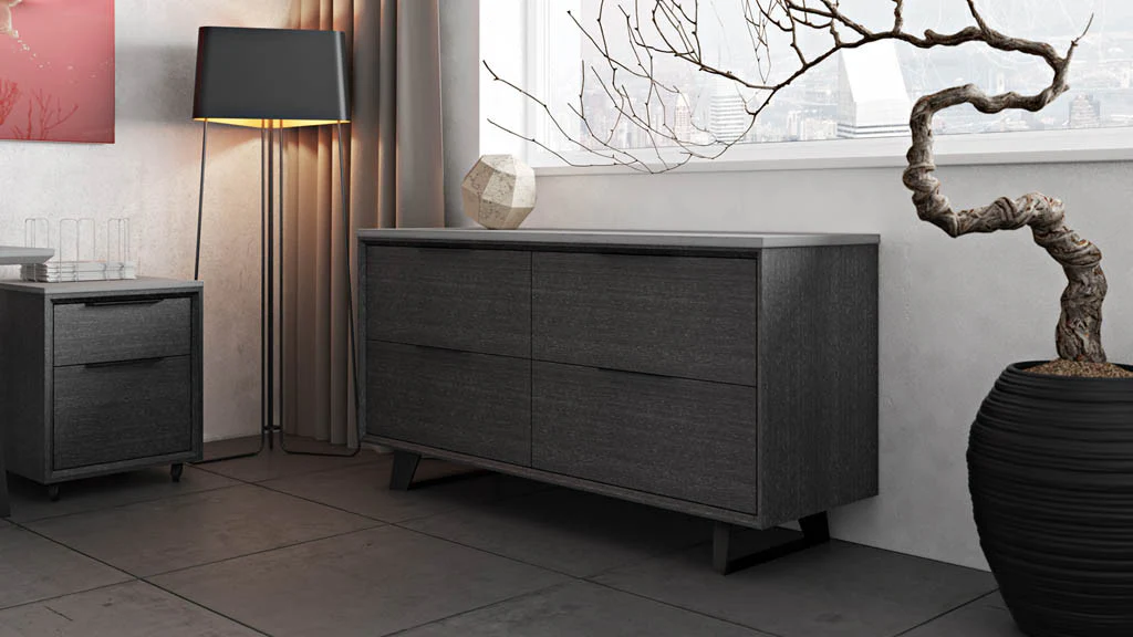 Amsterdam File Credenza Concrete/Gray Oak - Image 4