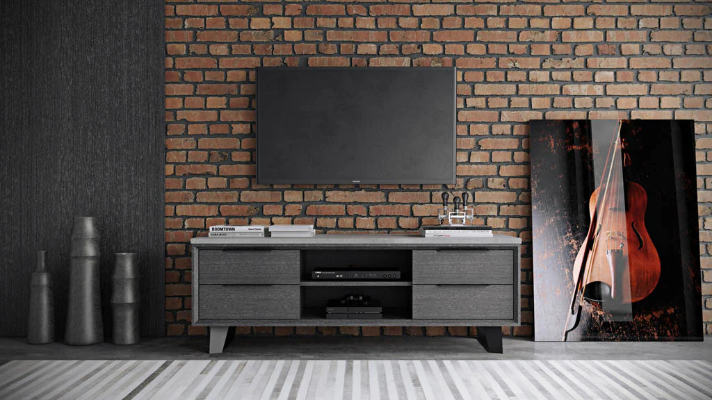 Amsterdam Media Cabinet Concrete/Gray Oak - Image 5