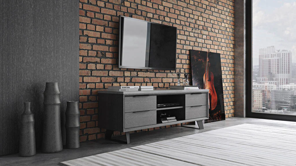 Amsterdam Media Cabinet Concrete/Gray Oak - Image 6