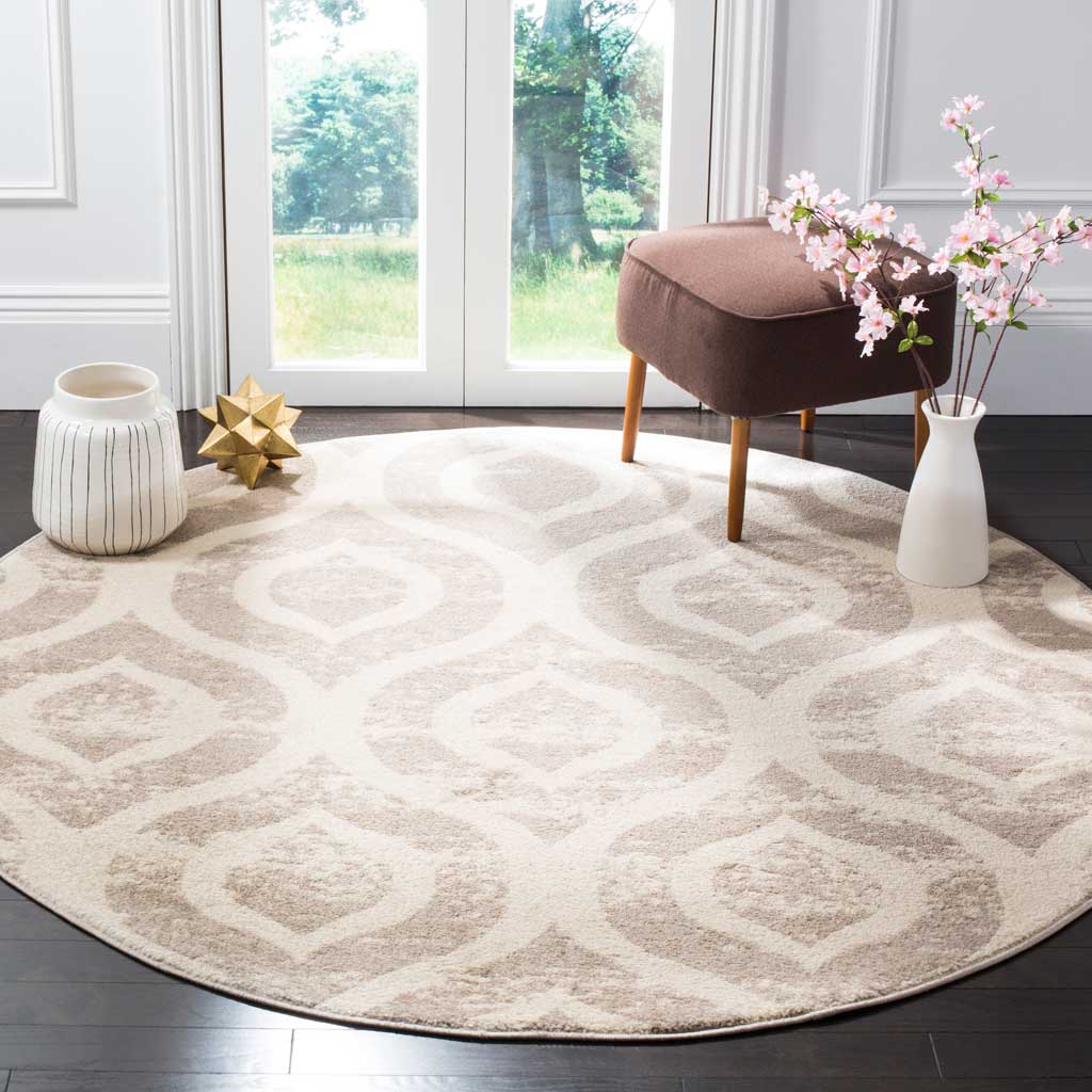 Amsterdam Ogee Ivory/Mauve Round Rug - Image 3