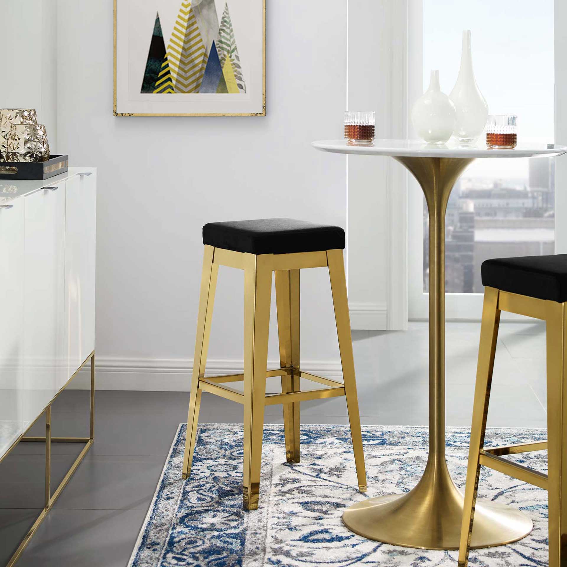 Anais Velvet Bar Stool Gold/Black - Image 4