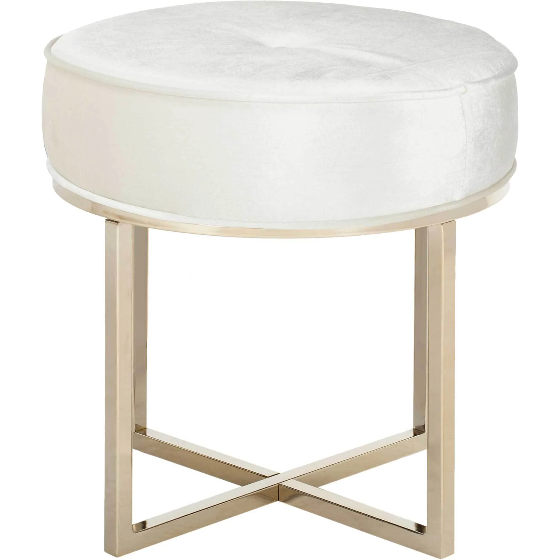 Anastasia Round Ottoman Beige/Brass - Image 2