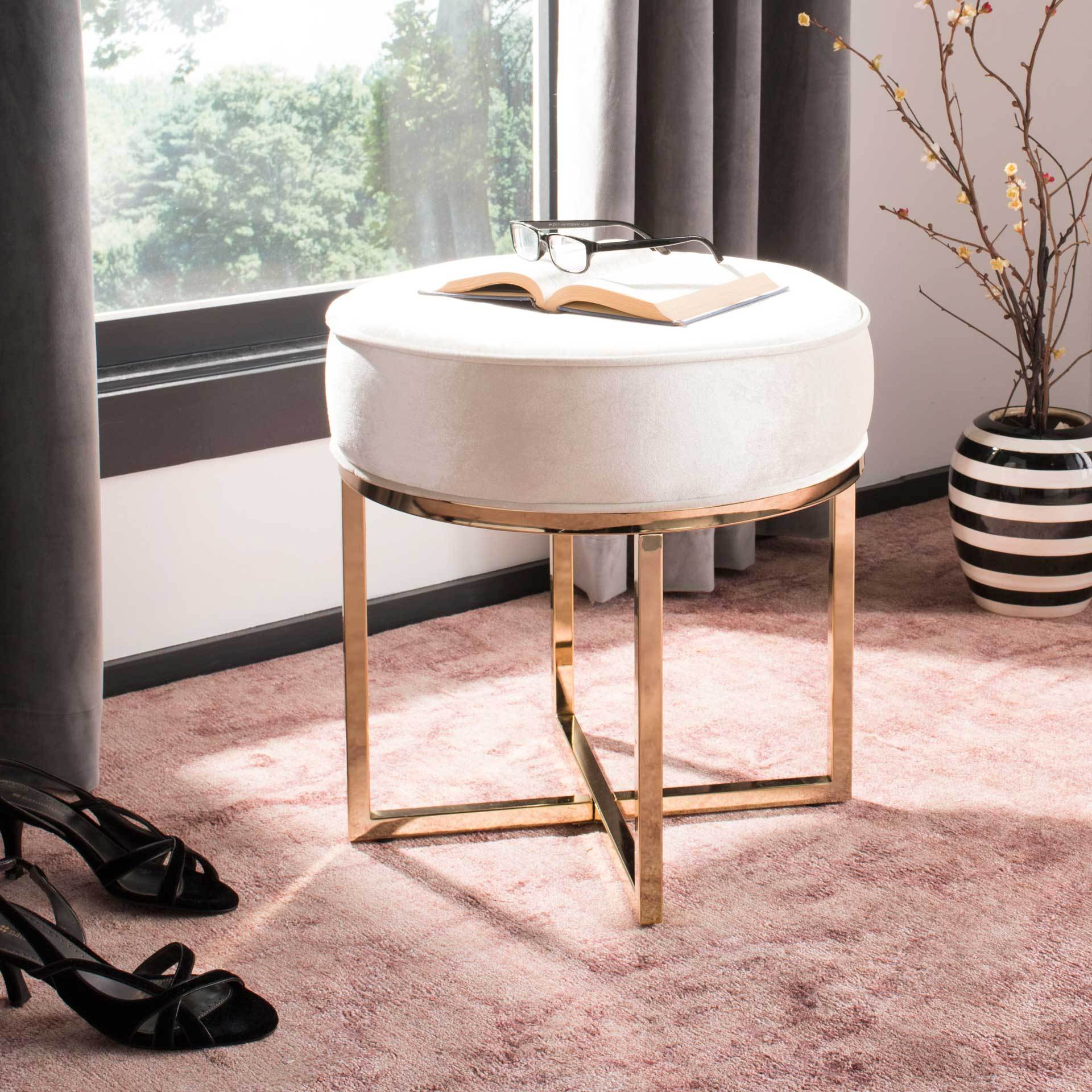 Anastasia Round Ottoman Beige/Brass - Image 3