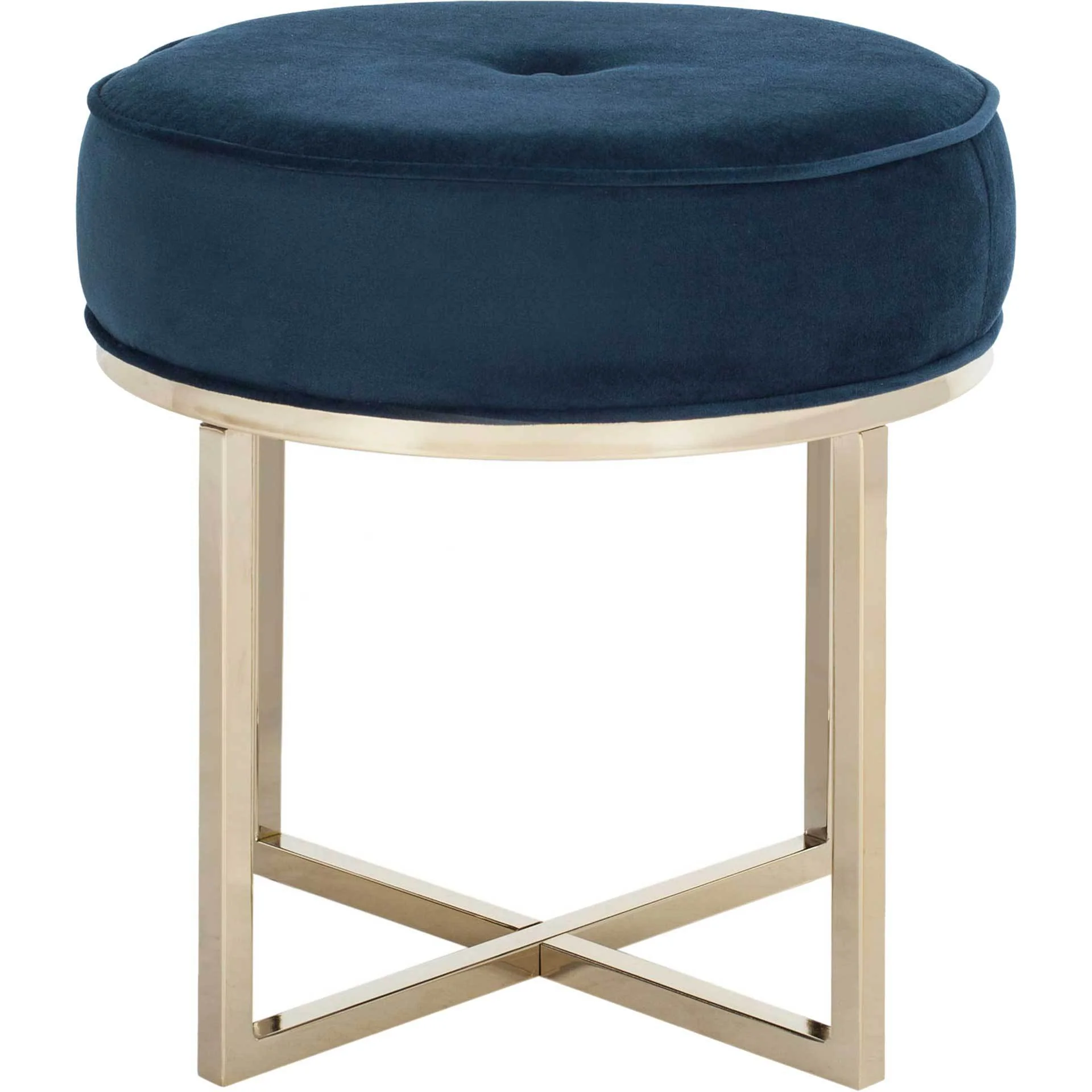 Anastasia Round Ottoman Navy/Brass - Image 2