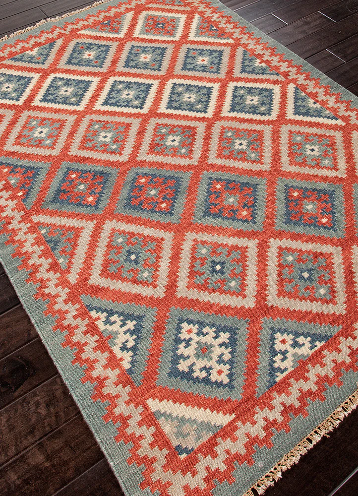 Anatolia Ottoman Burnt Brick/Medium Blue Area Rug - Image 2