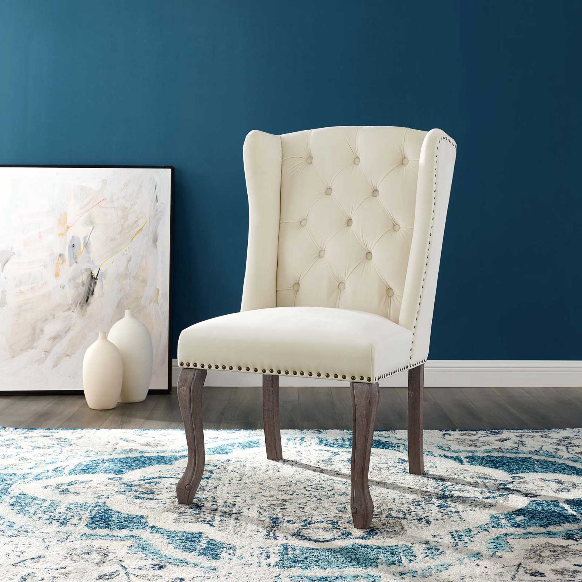 Andy Velvet Side Chair Ivory - Image 6
