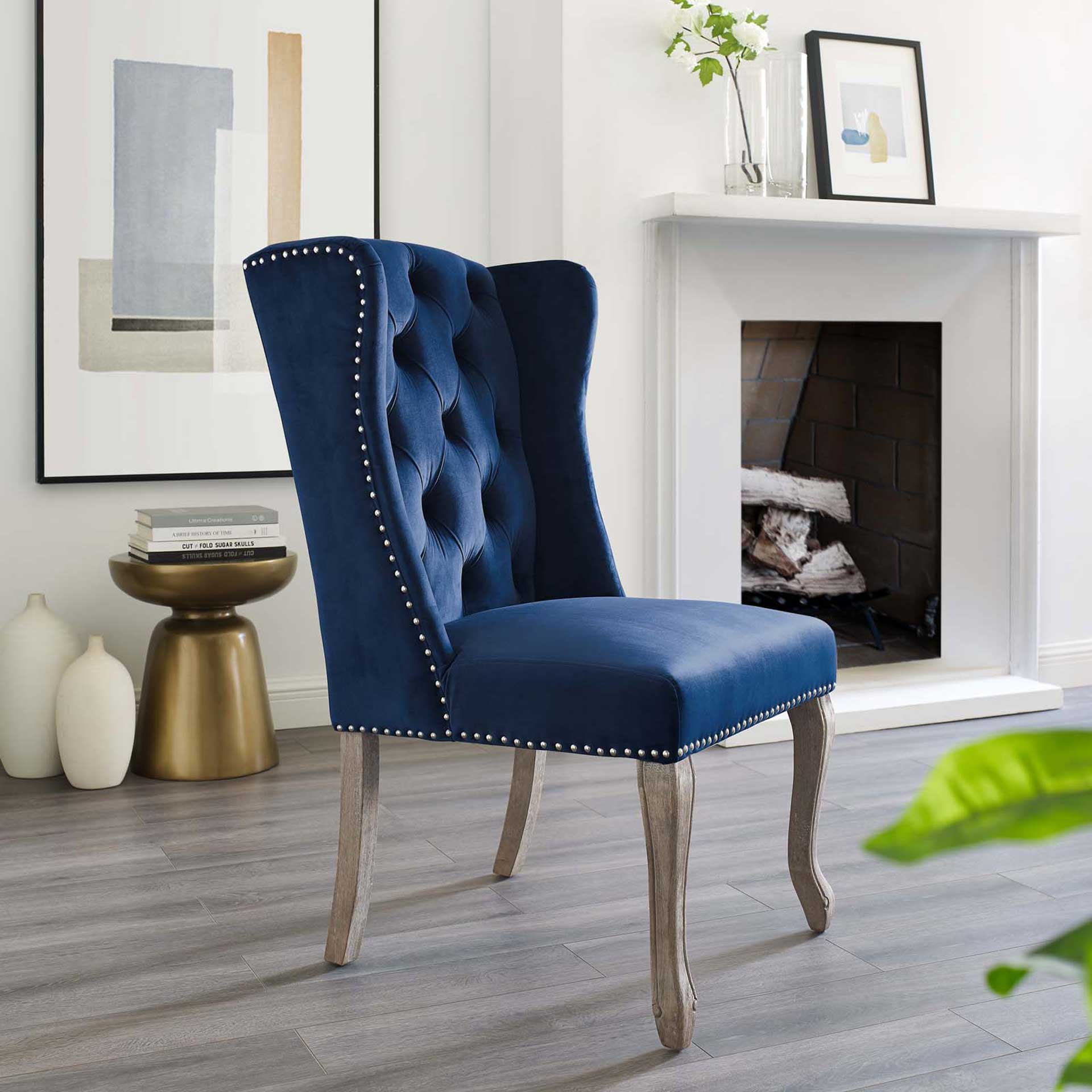 Andy Velvet Side Chair Navy - Image 6