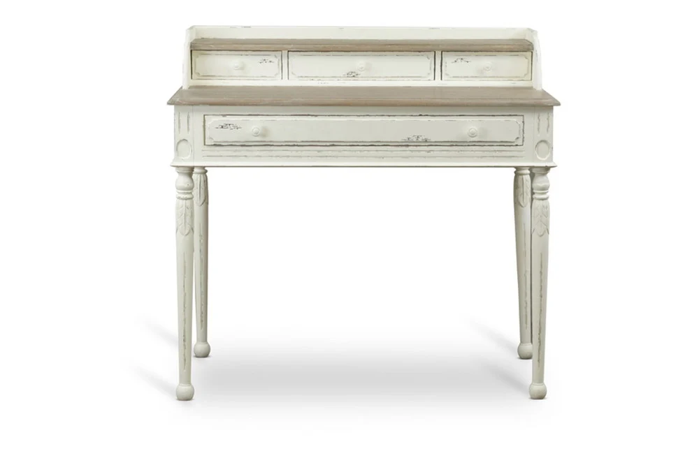 Angela French Accent Desk Distressed White - Image 2