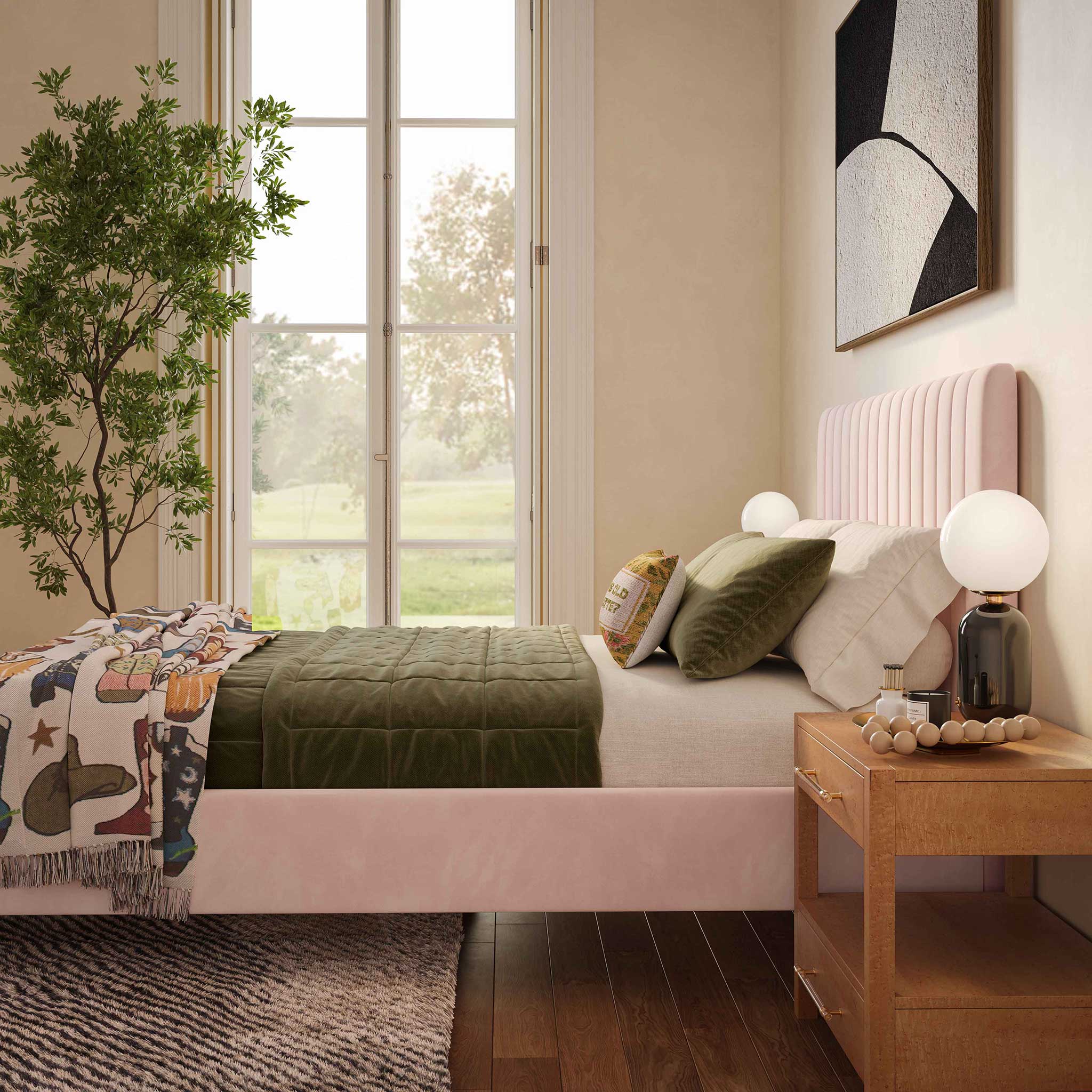Angelina Velvet Bed Blush - Image 8