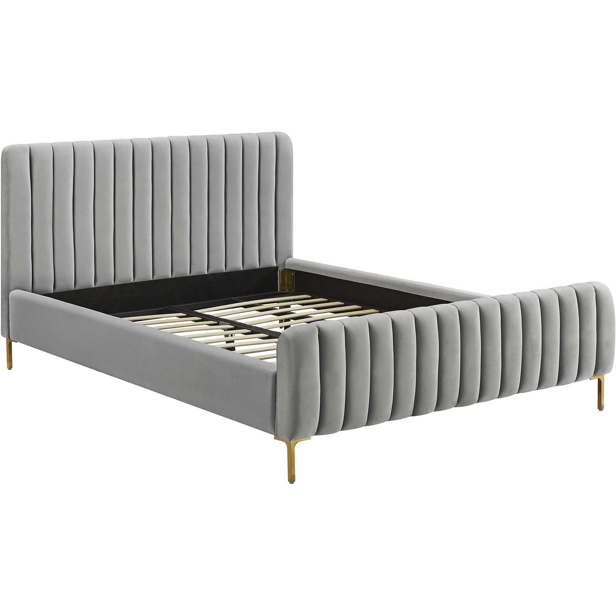 Angelina Velvet Bed Gray - Image 3