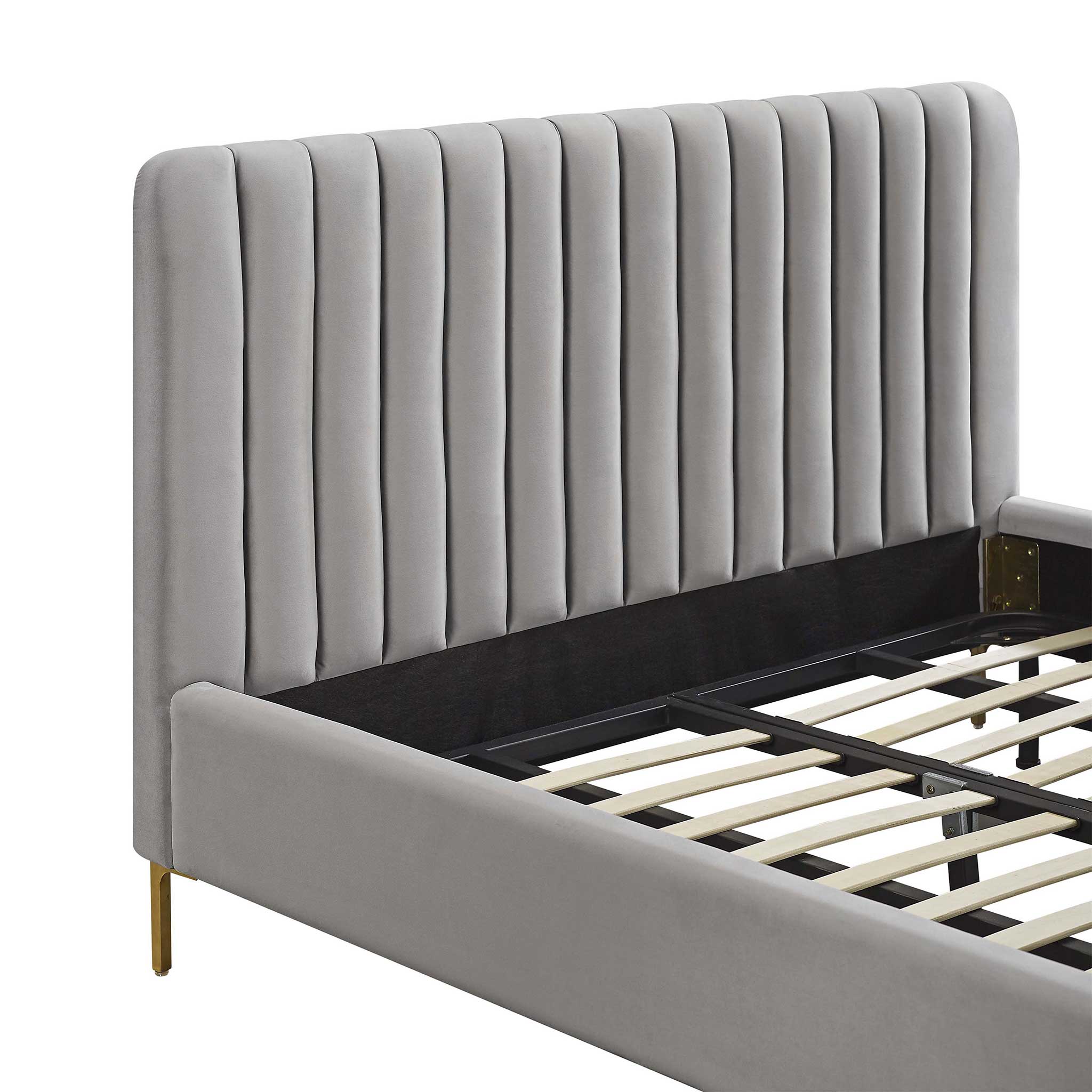 Angelina Velvet Bed Gray - Image 4