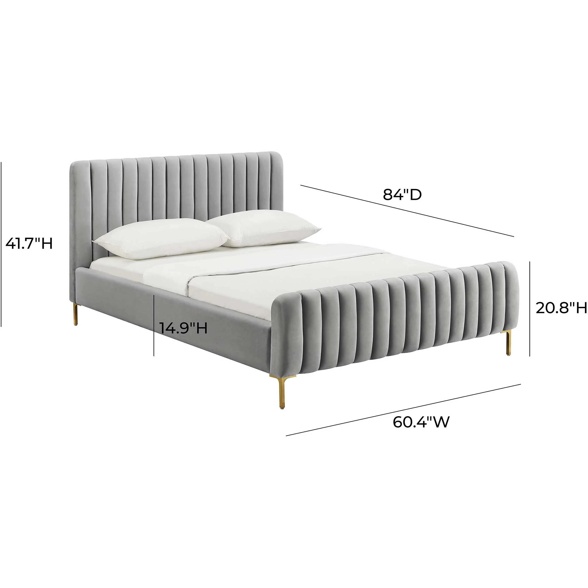 Angelina Velvet Bed Gray - Image 5