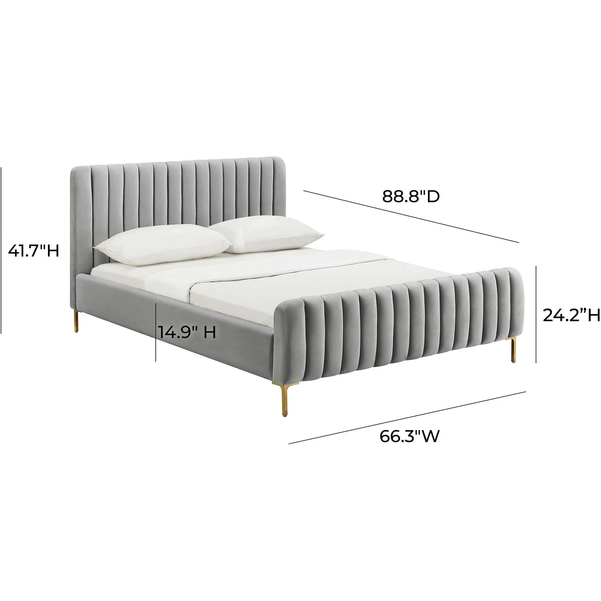 Angelina Velvet Bed Gray - Image 6